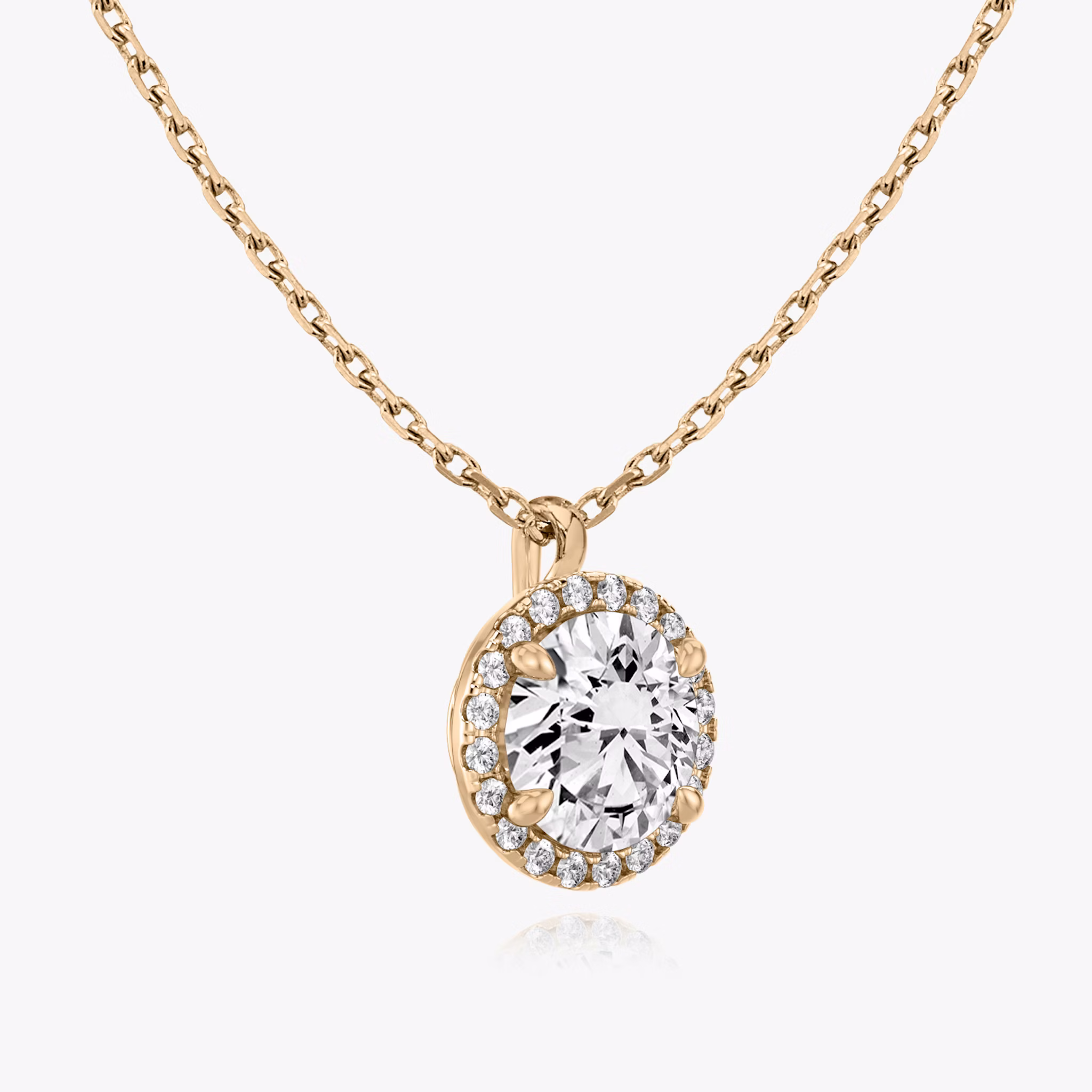 Halo Pendant | Round Brilliant | 14k | Rose Gold | caratWeight: 0.75ct