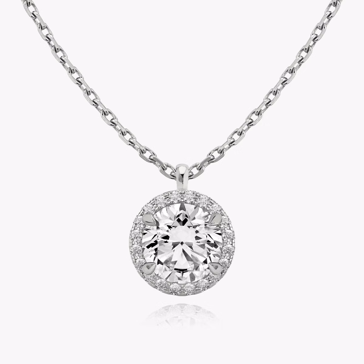 Halo Pendant | Round Brilliant | 14k | White Gold | caratWeight: other