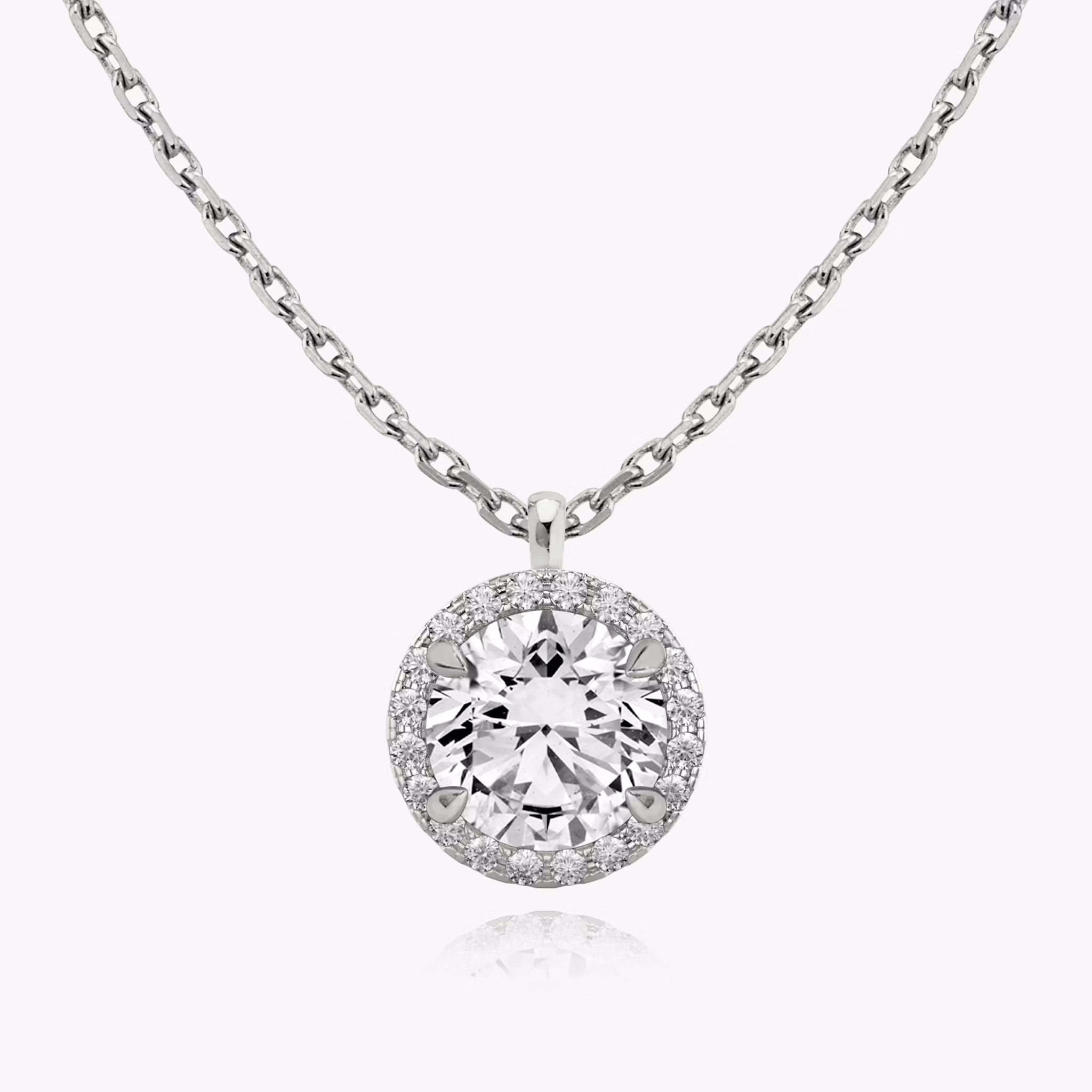 Halo Pendant | Round Brilliant | 14k | White Gold | caratWeight: 0.50ct