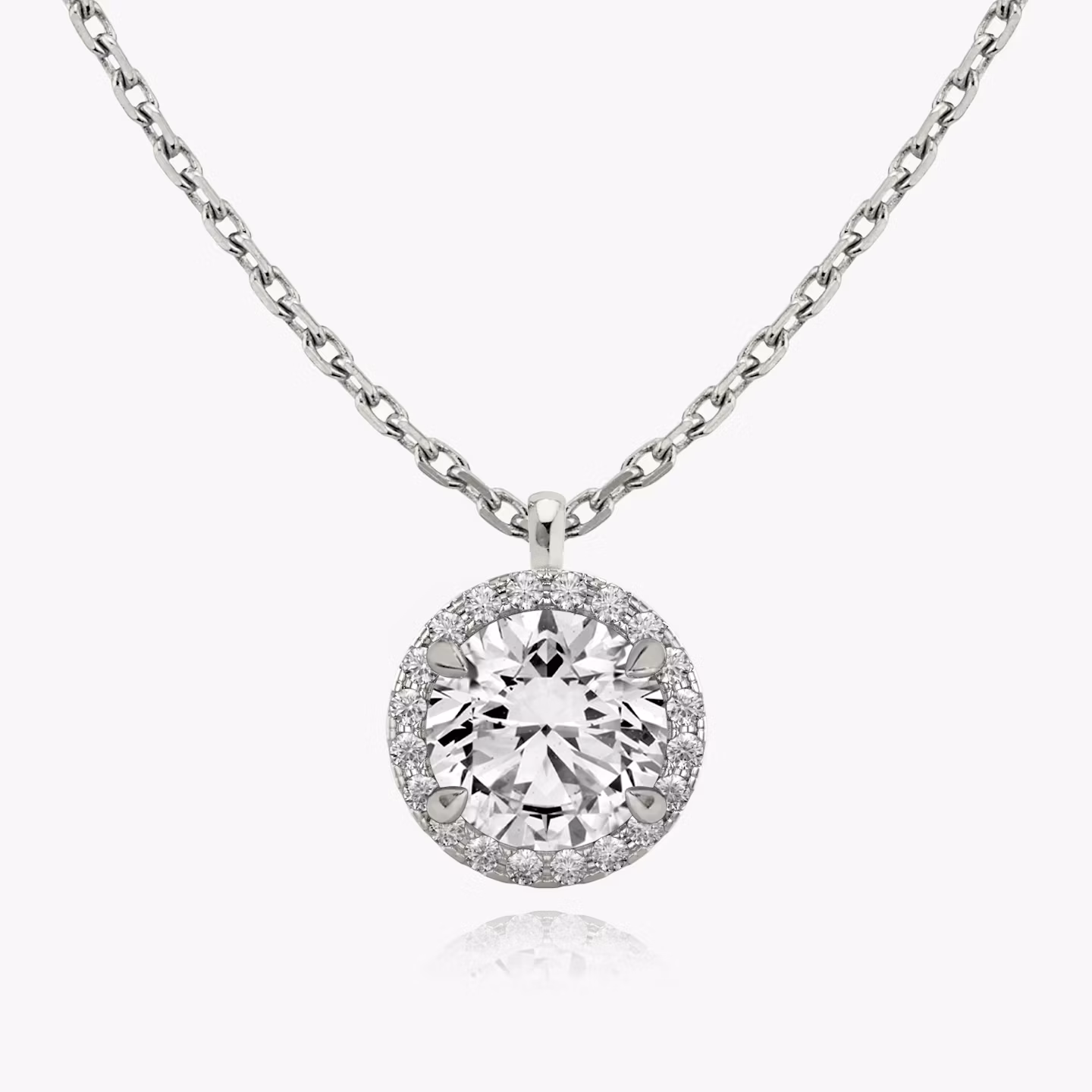 Colgante Halo Brillante | White Gold