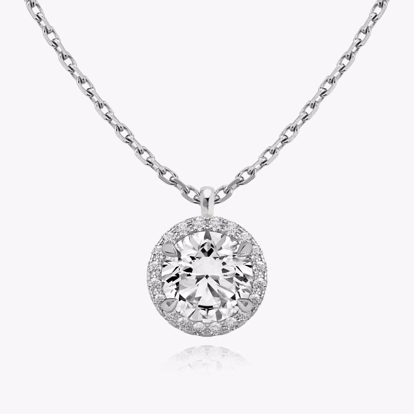 Halo Pendant | Round Brilliant | 14k | White Gold | caratWeight: 0.25ct