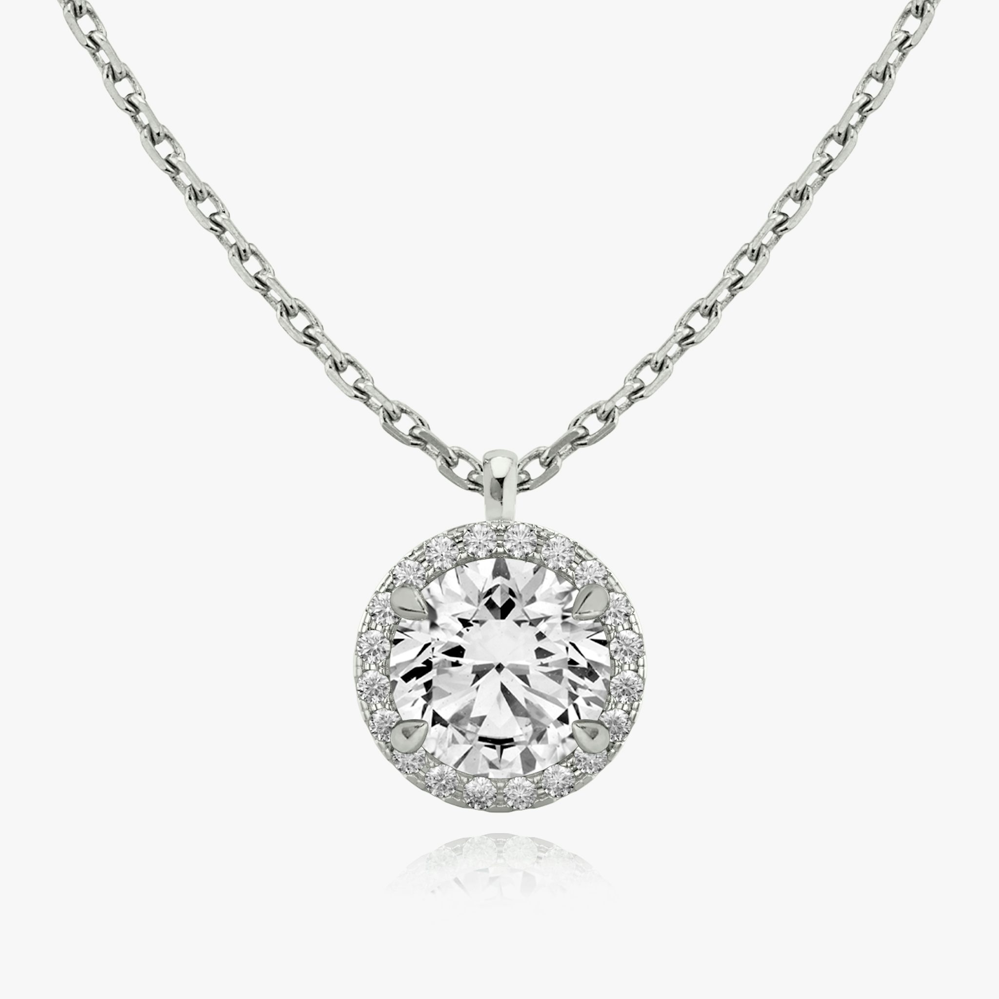Halo Pendant | Round Brilliant | 14k | White Gold | caratWeight: 0.50ct