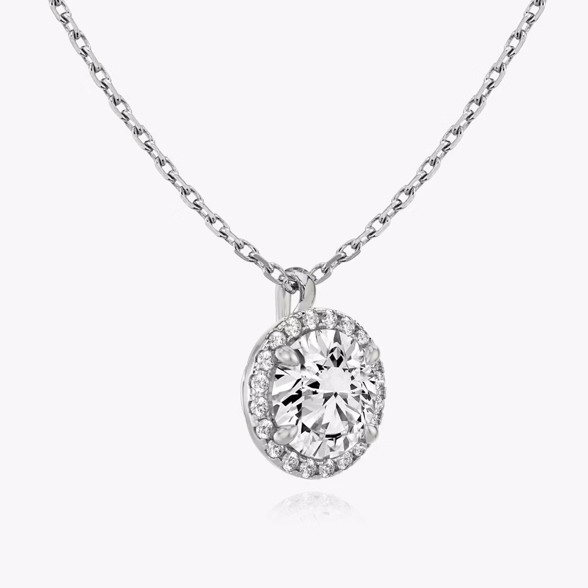 Halo Pendant | Round Brilliant | 14k | White Gold | caratWeight: other