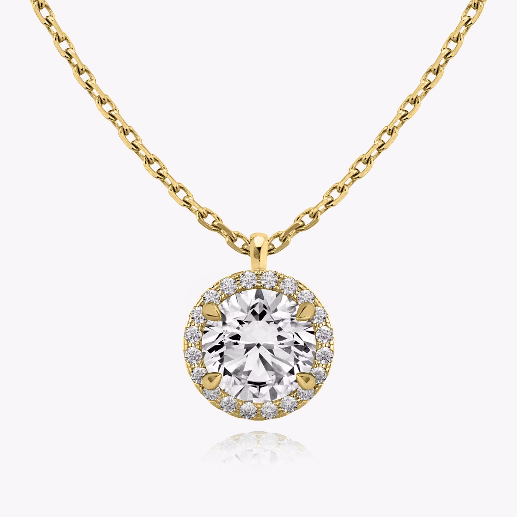 Halo Pendant Round Brilliant | Yellow Gold