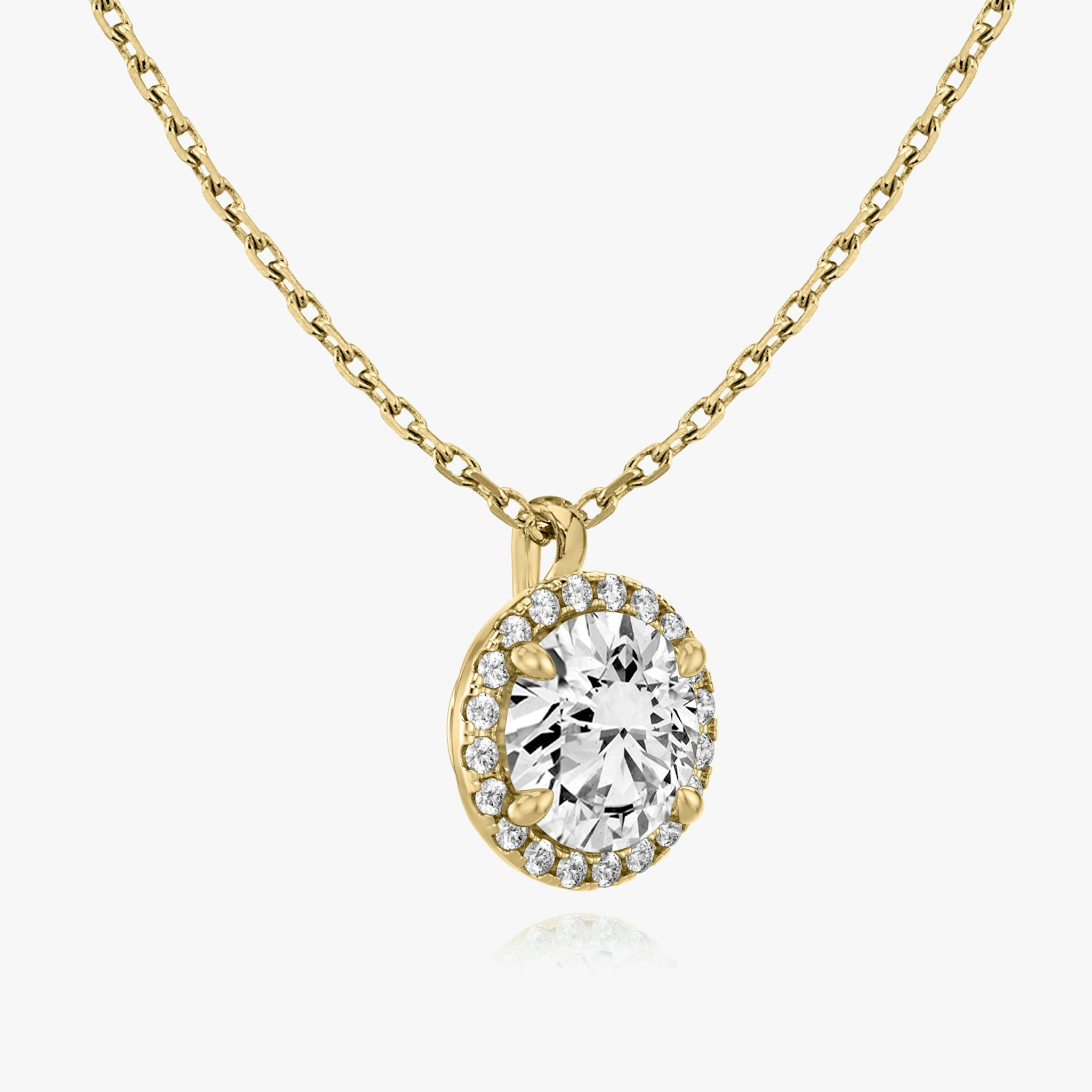 Halo Pendant | Round Brilliant | 14k | Yellow Gold | caratWeight: other