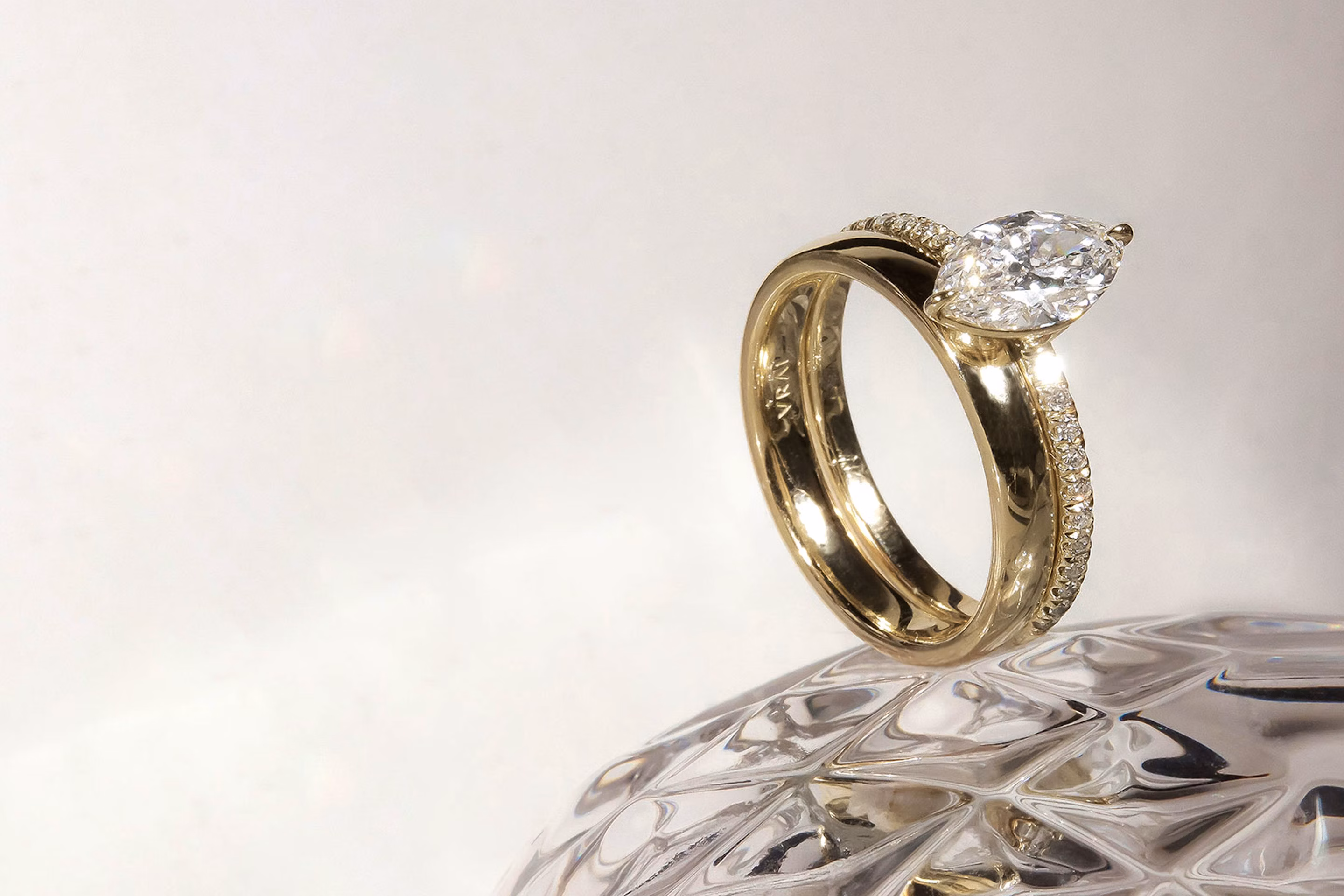 Pair Marquise Engagement Rings with Wedding Bands