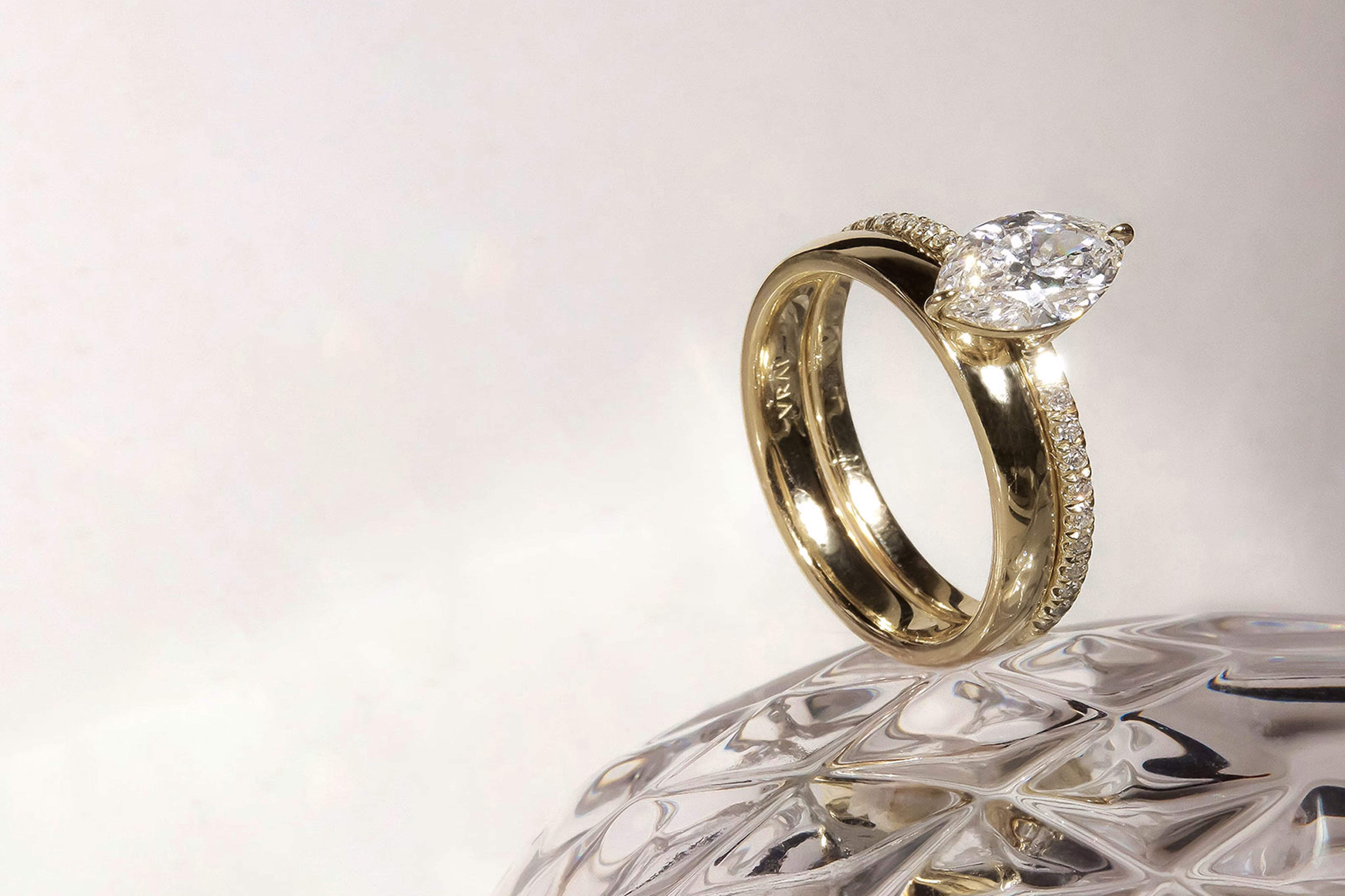 Pair Marquise Engagement Rings with Wedding Bands