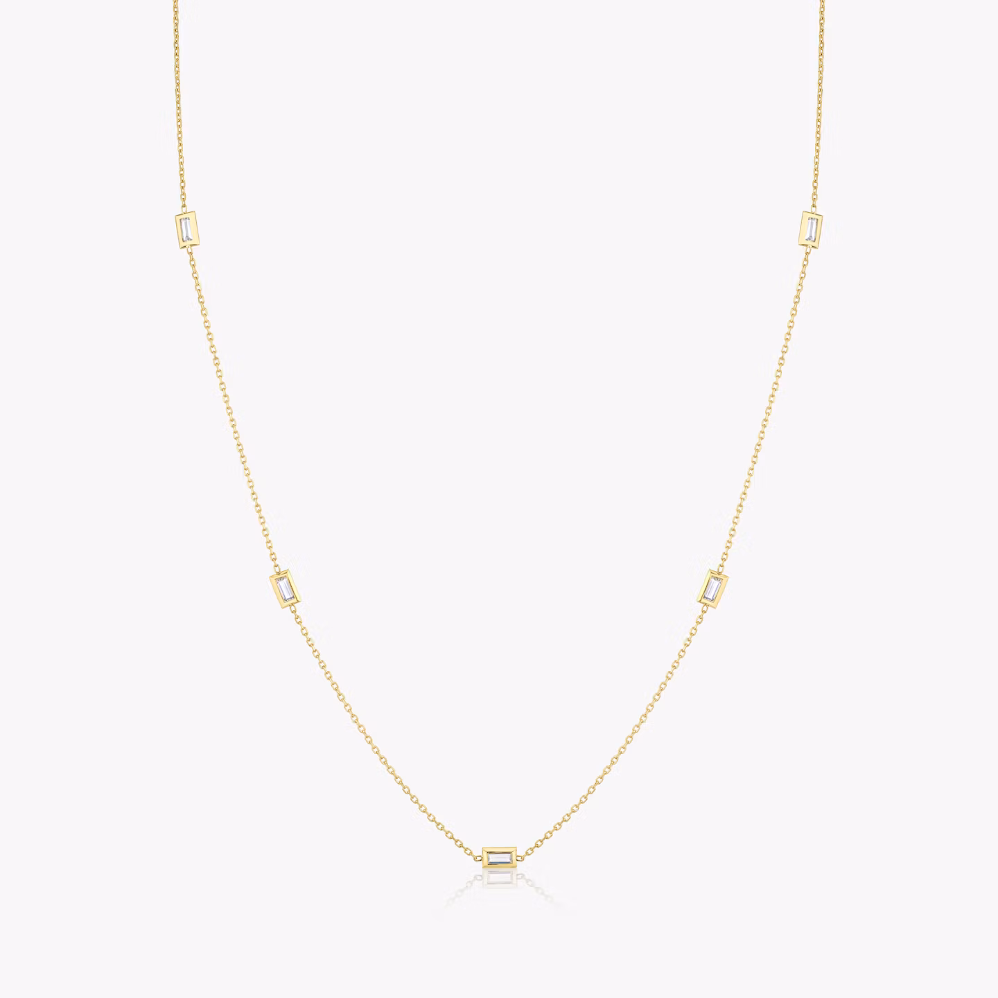 Knife-Edge Bezel Station Halskette Baguette | Yellow Gold