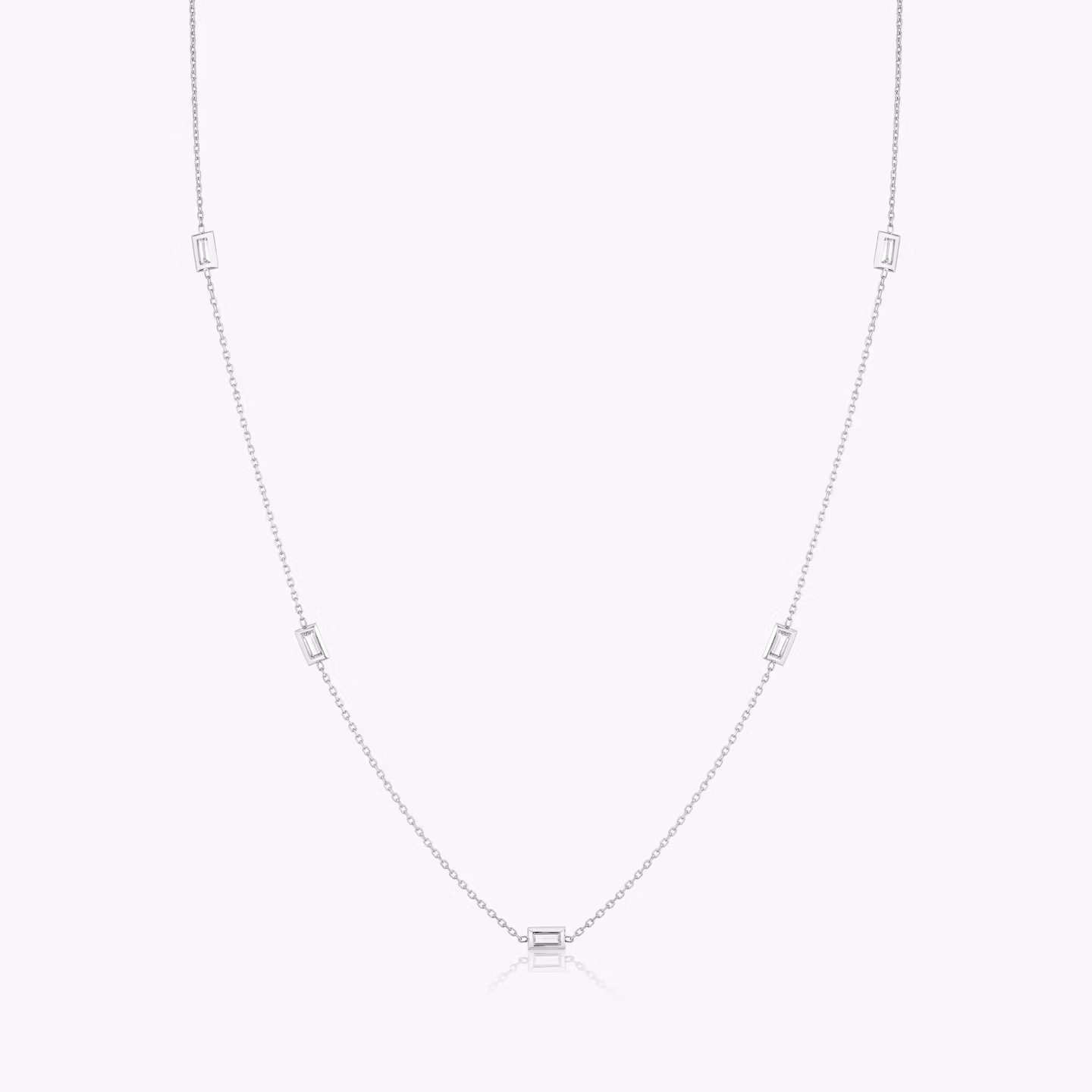 Collar Knife-Edge Bezel Station Baguette | White Gold