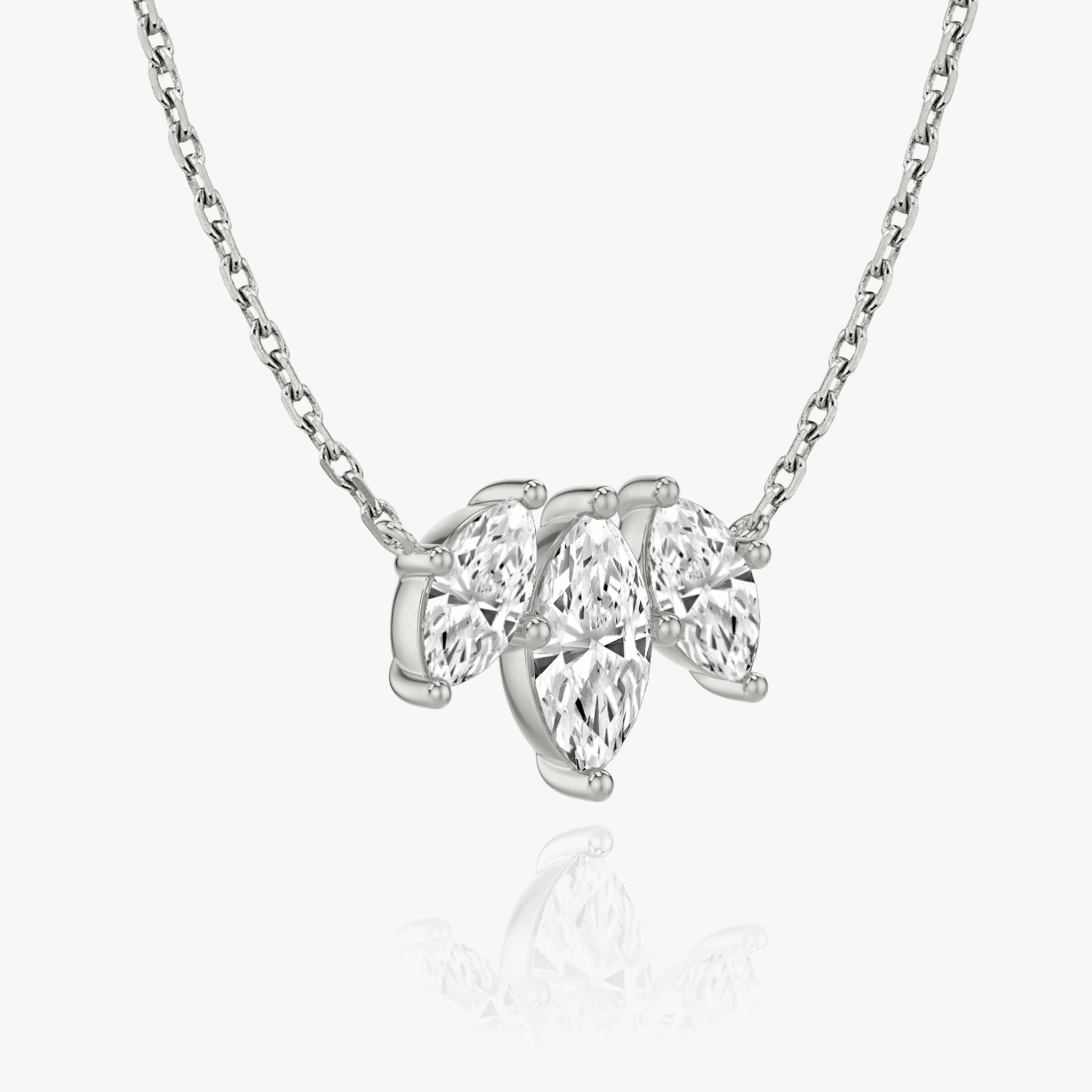 Arc Necklace | Marquise | 14k | White Gold | diamondCount: 3 | diamondSize: original | chainLength: 16-18