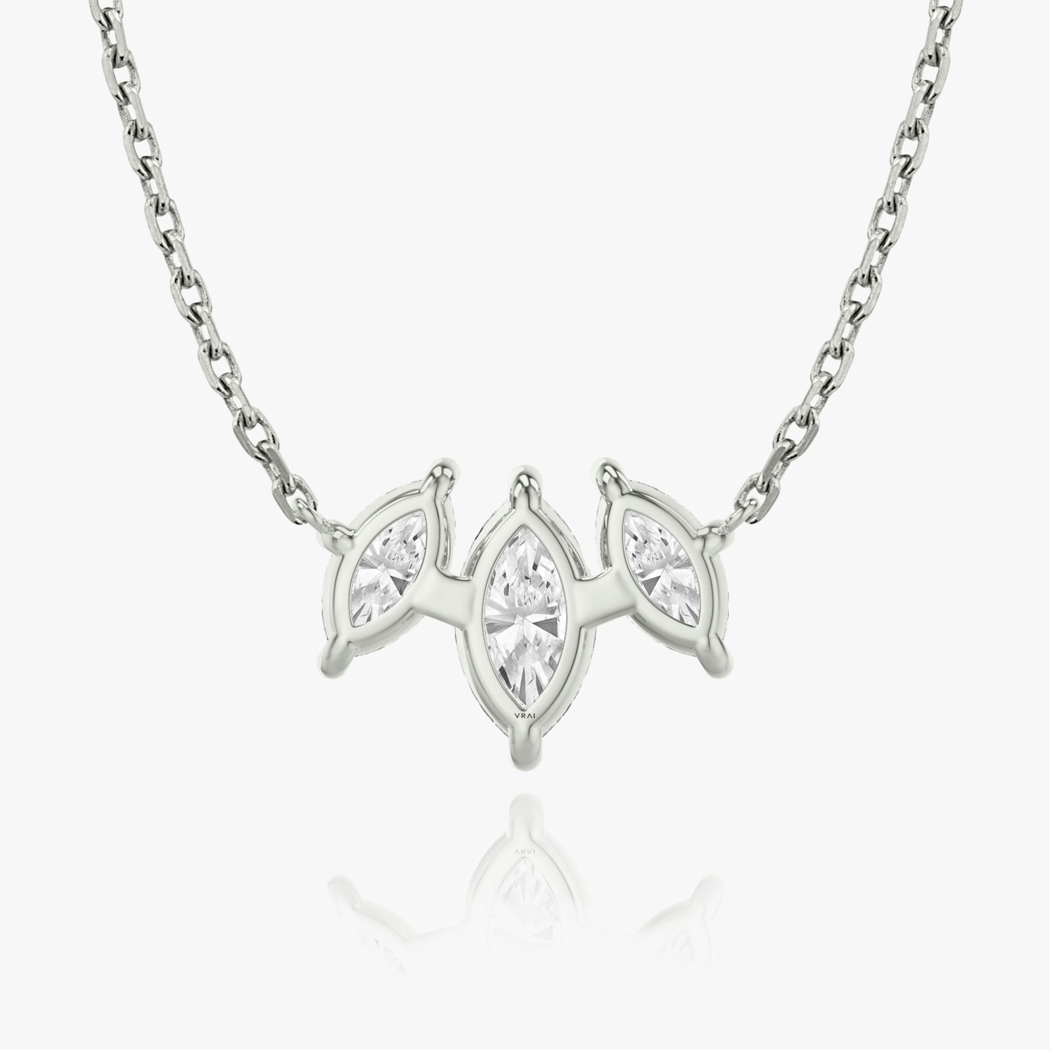 Arc Necklace | Marquise | 14k | White Gold | diamondCount: 3 | diamondSize: original | chainLength: 16-18