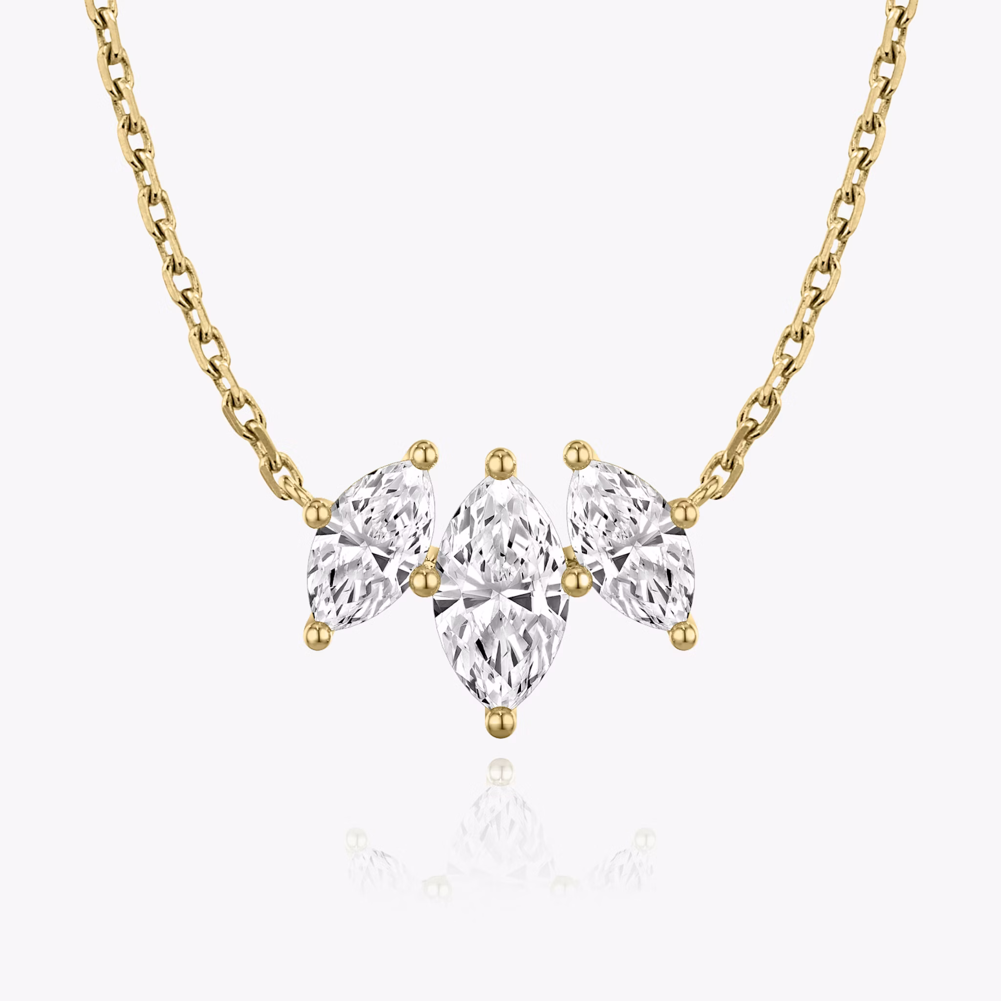 Arc Necklace | Marquise | 14k | Yellow Gold | diamondCount: 3 | diamondSize: original | chainLength: 16-18