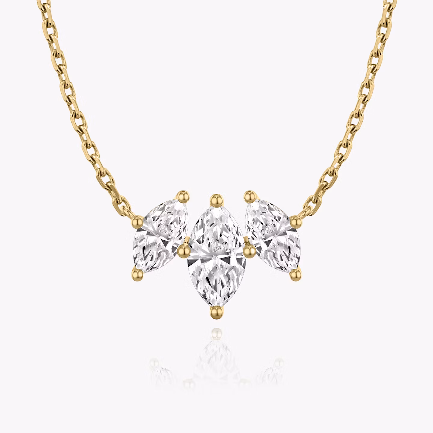 Arc Necklace | Marquise | 14k | Yellow Gold | diamondCount: 3 | diamondSize: original | chainLength: 16-18
