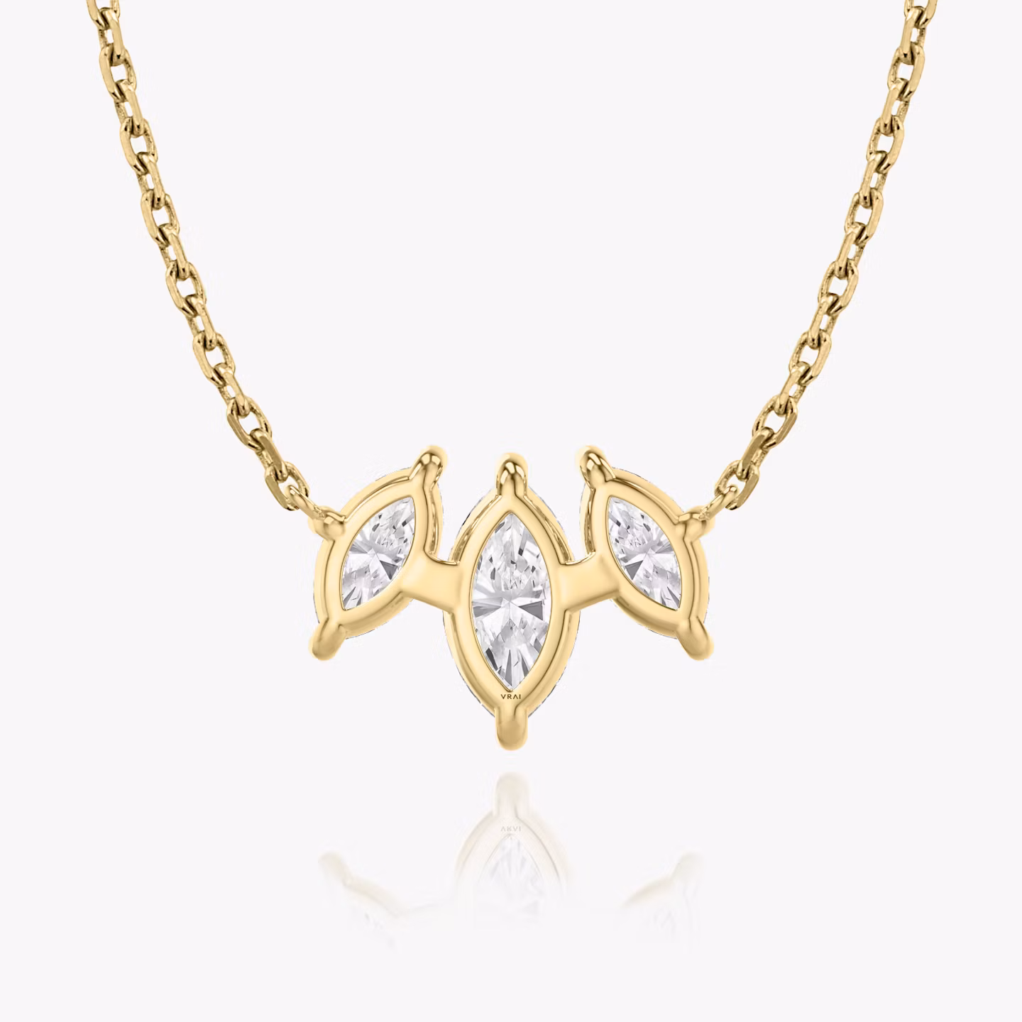 Arc Necklace | Marquise | 14k | Yellow Gold | diamondCount: 3 | diamondSize: original | chainLength: 16-18