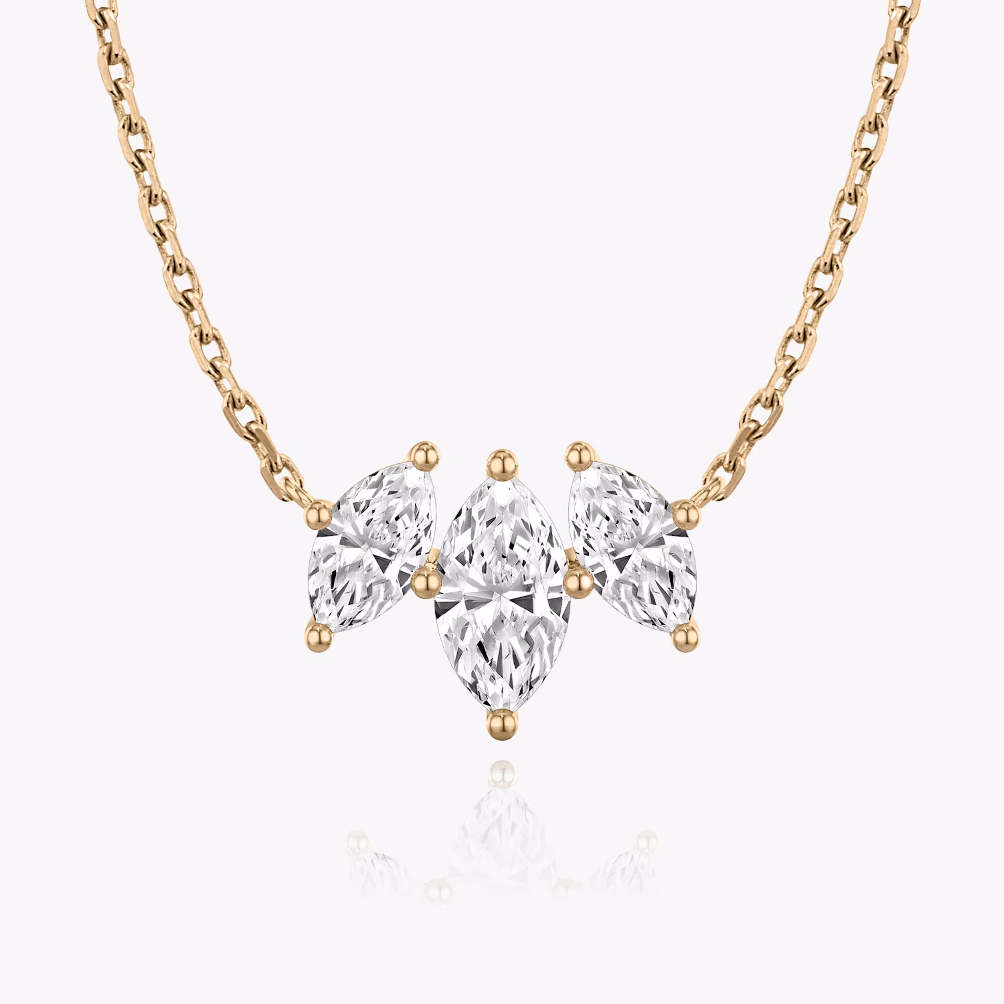 Arc Necklace | Marquise | 14k | Rose Gold | diamondCount: 3 | diamondSize: original | chainLength: 16-18