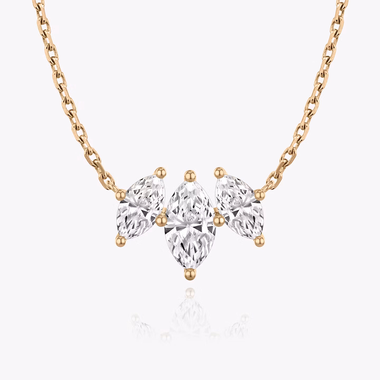 Arc Necklace | Marquise | 14k | Rose Gold | diamondCount: 3 | diamondSize: original | chainLength: 16-18