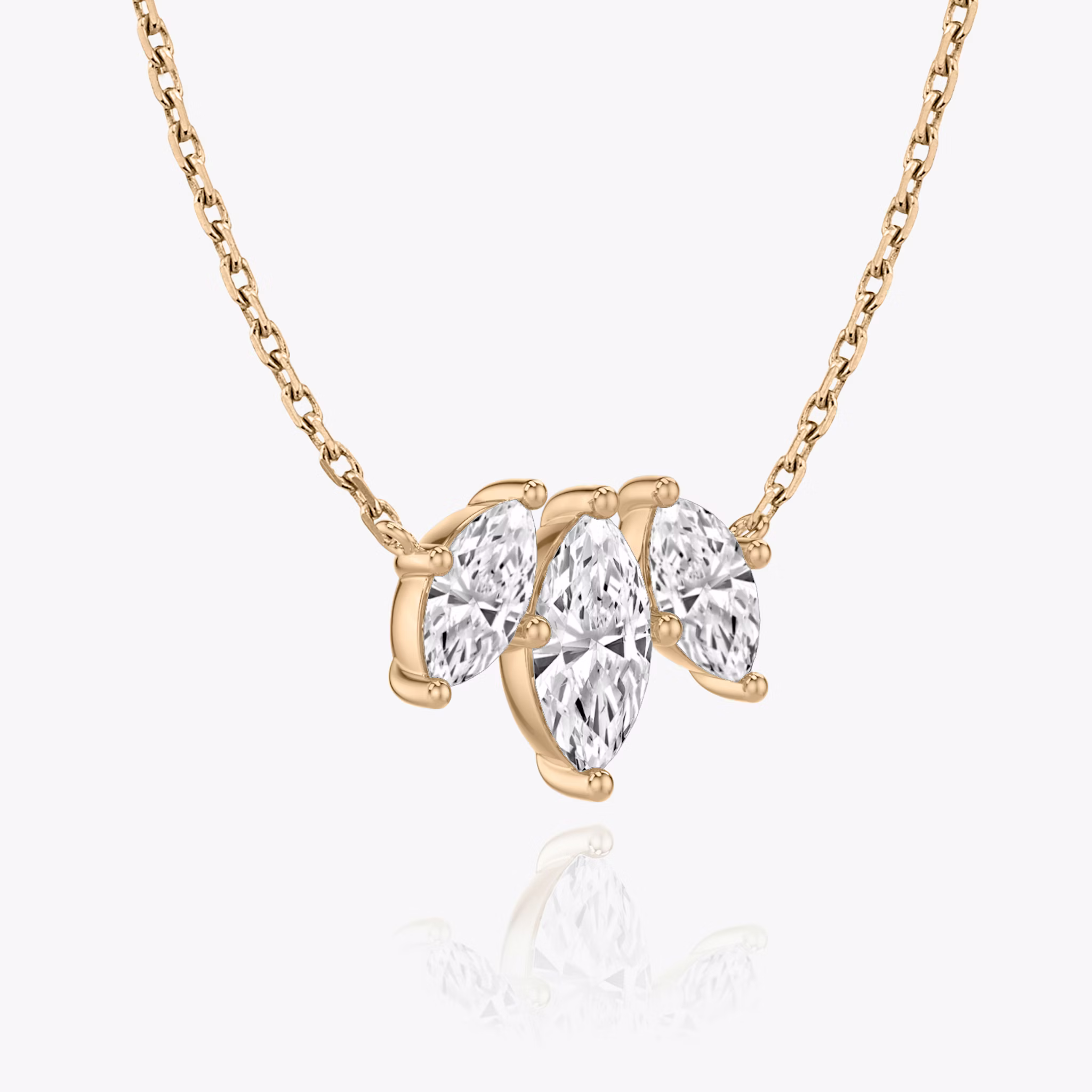 Arc Necklace | Marquise | 14k | Rose Gold | diamondCount: 3 | diamondSize: original | chainLength: 16-18