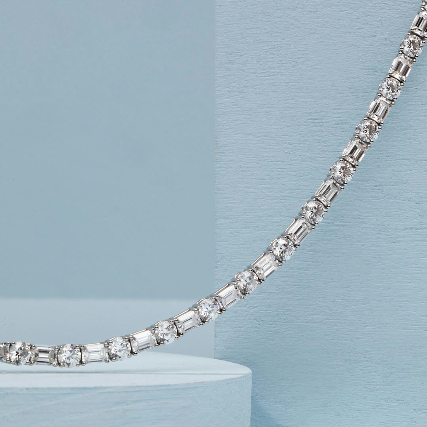 Pulsera de Tenis Mixed Shape | Brillante y Esmeralda | 14k | Oro blanco | chainLength: 6.5