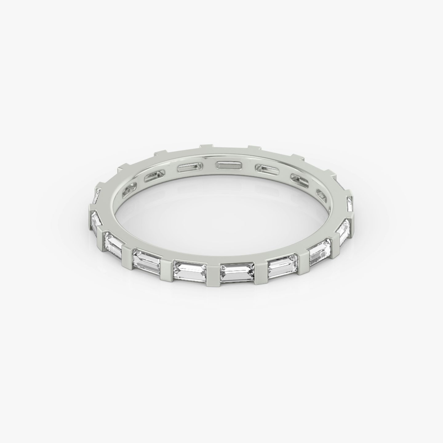 The Baguette Bar Band | Baguette | 18k | White Gold | bandStyle: full