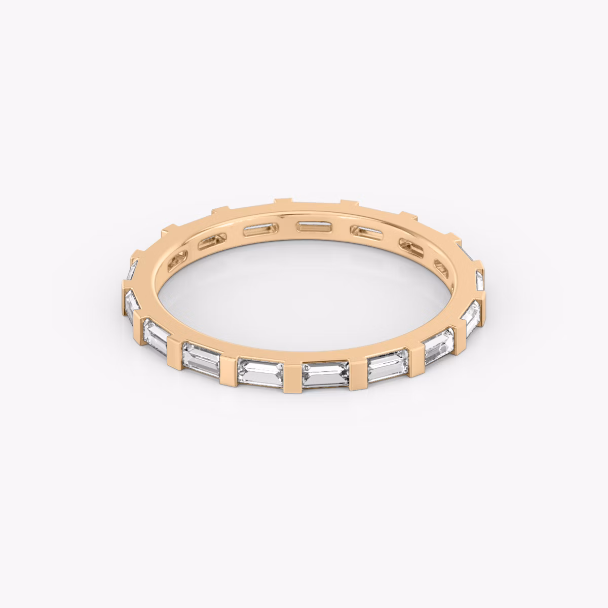 The Baguette Bar Band | Baguette | 14k | Rose Gold | bandStyle: full