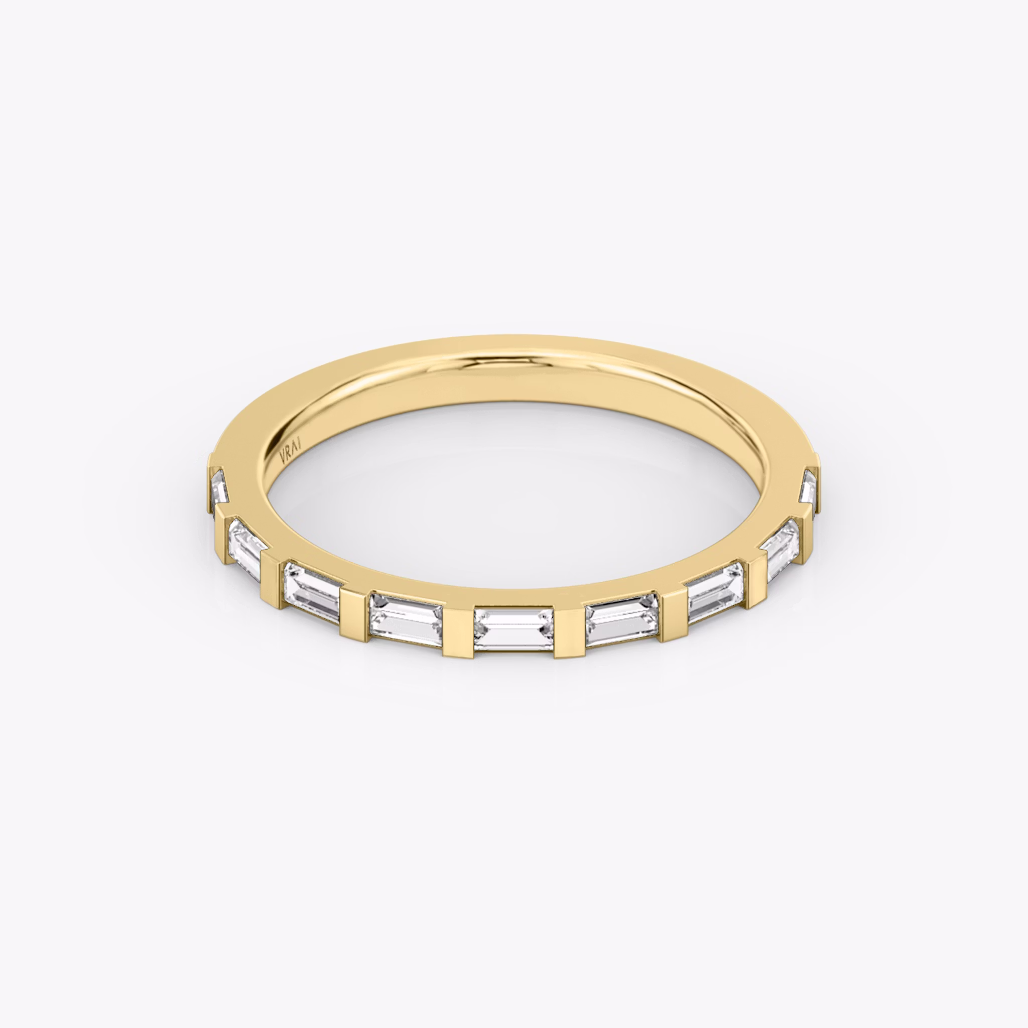 The Baguette Bar Band | Baguette | 18k | Yellow Gold | bandStyle: half