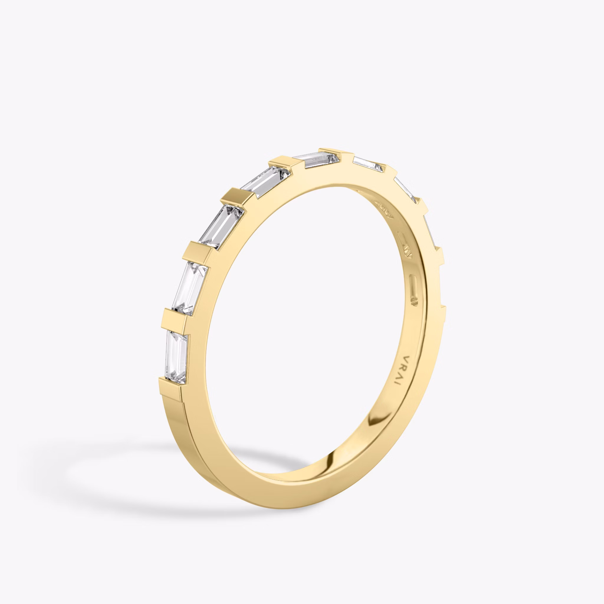 The Baguette Bar Band | Baguette | 18k | Yellow Gold | bandStyle: half