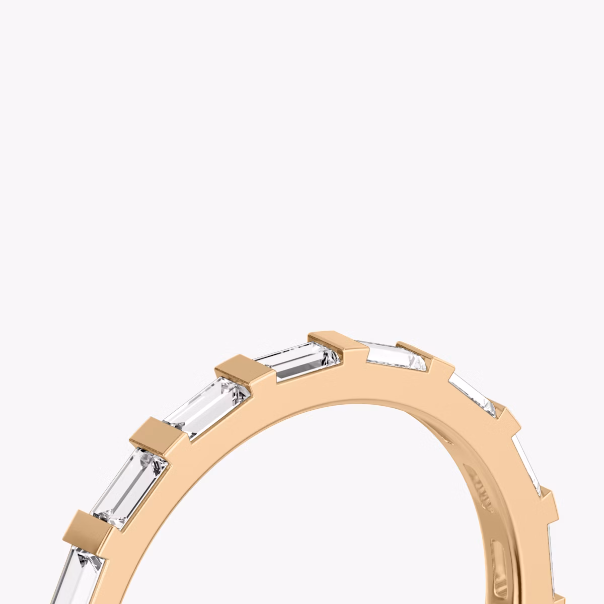 El Anillo Baguette Bar | Baguette | 14k | Oro rosa | bandStyle: half