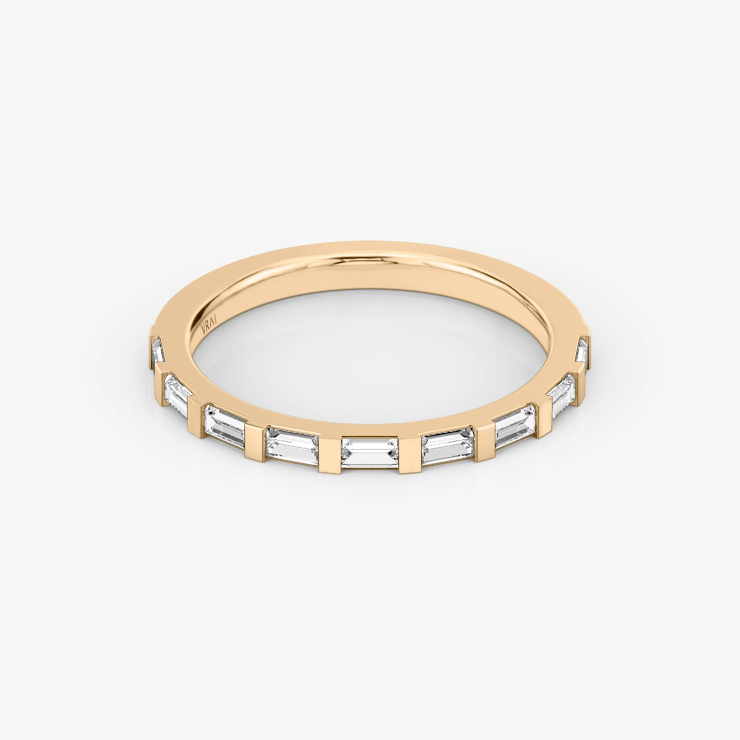 The Baguette Bar Band | Baguette | 14k | Rose Gold | bandStyle: half