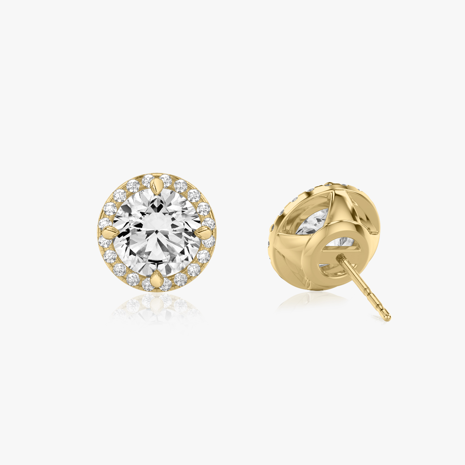 Solid 9ct Yellow Gold Double Cubic Zirconia Diamond Appearance Earring, Pure Gold Earring, Lab Diamond Earring, Bridal jewelry| high quality Classic Stud