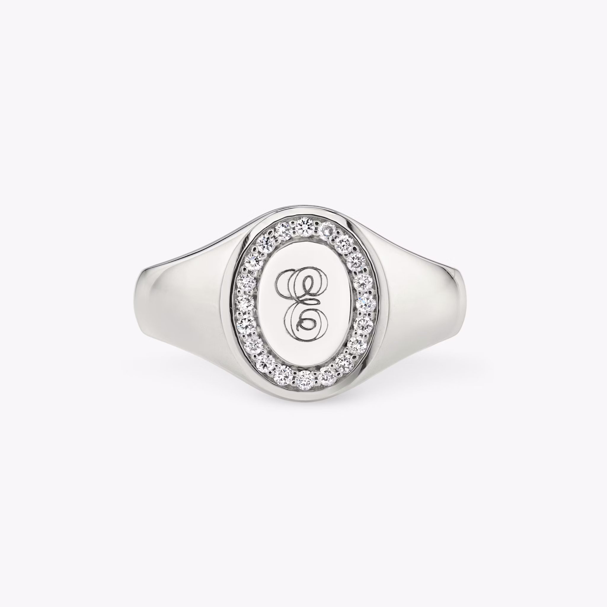 VRAI Pavé Signet Ring | Round Brilliant | 14k | White Gold
