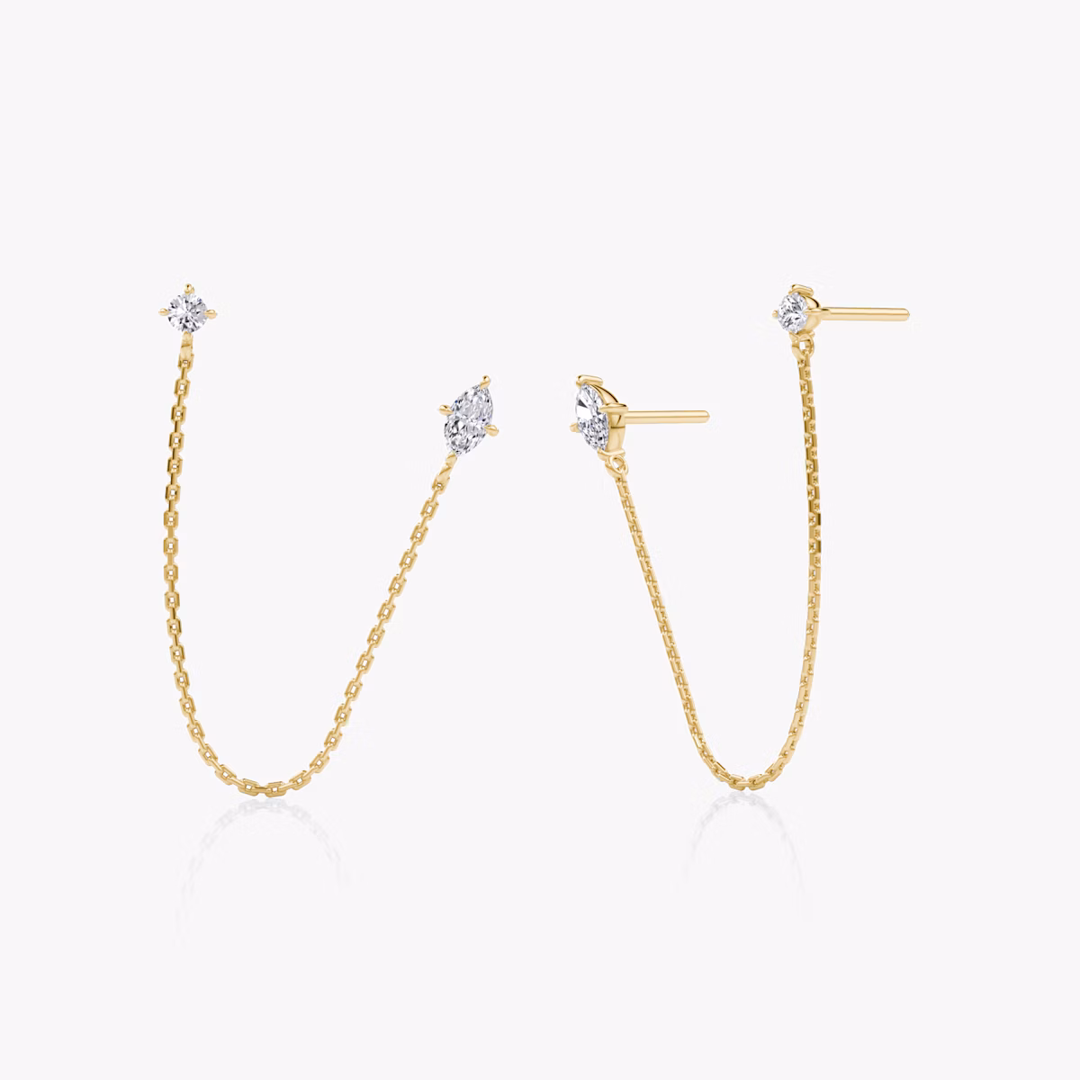 Shooting Star Ohrring | Marquise und Round Brilliant | 14k | Gelbgold