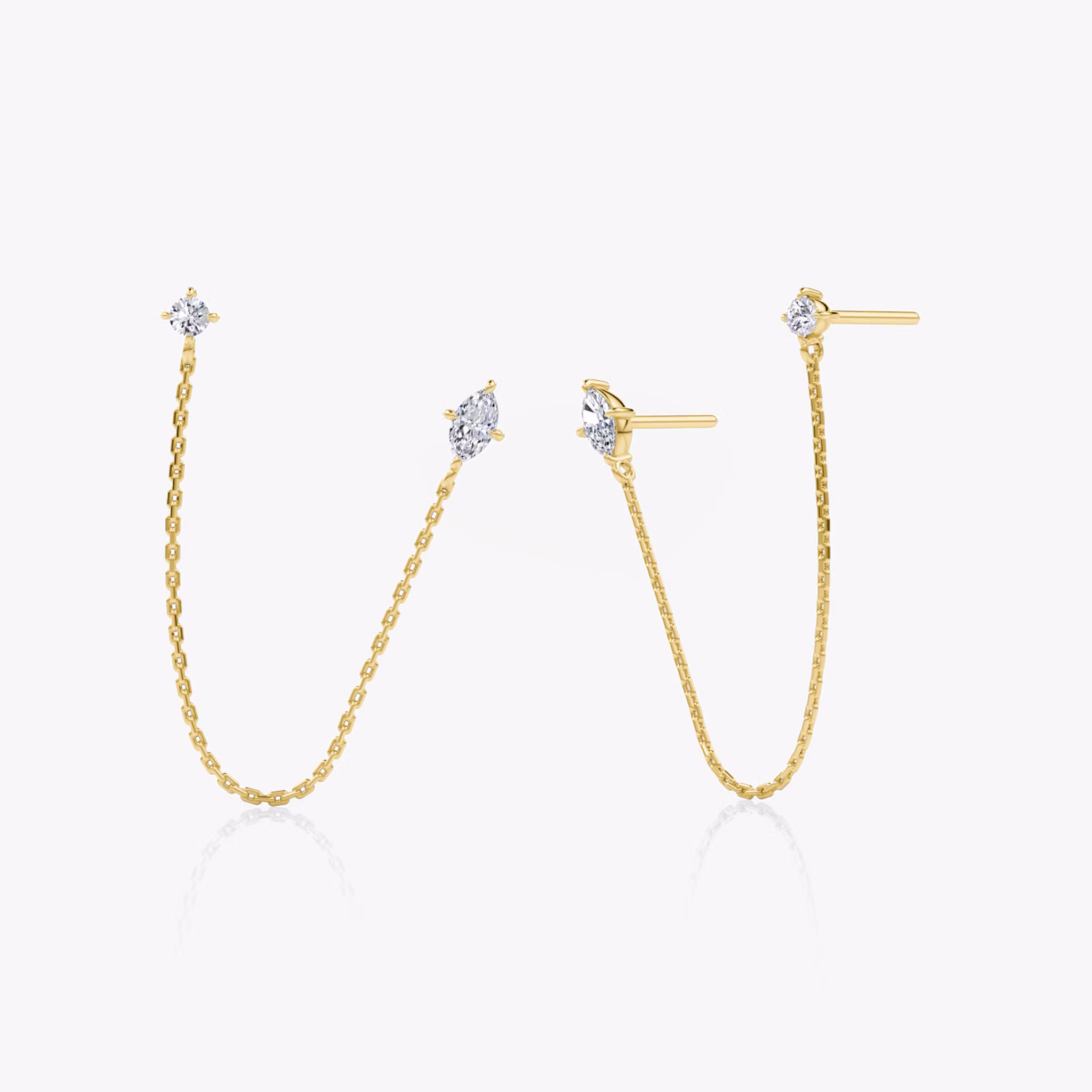 Shooting Star Ohrring Marquise und Round Brilliant | Yellow Gold