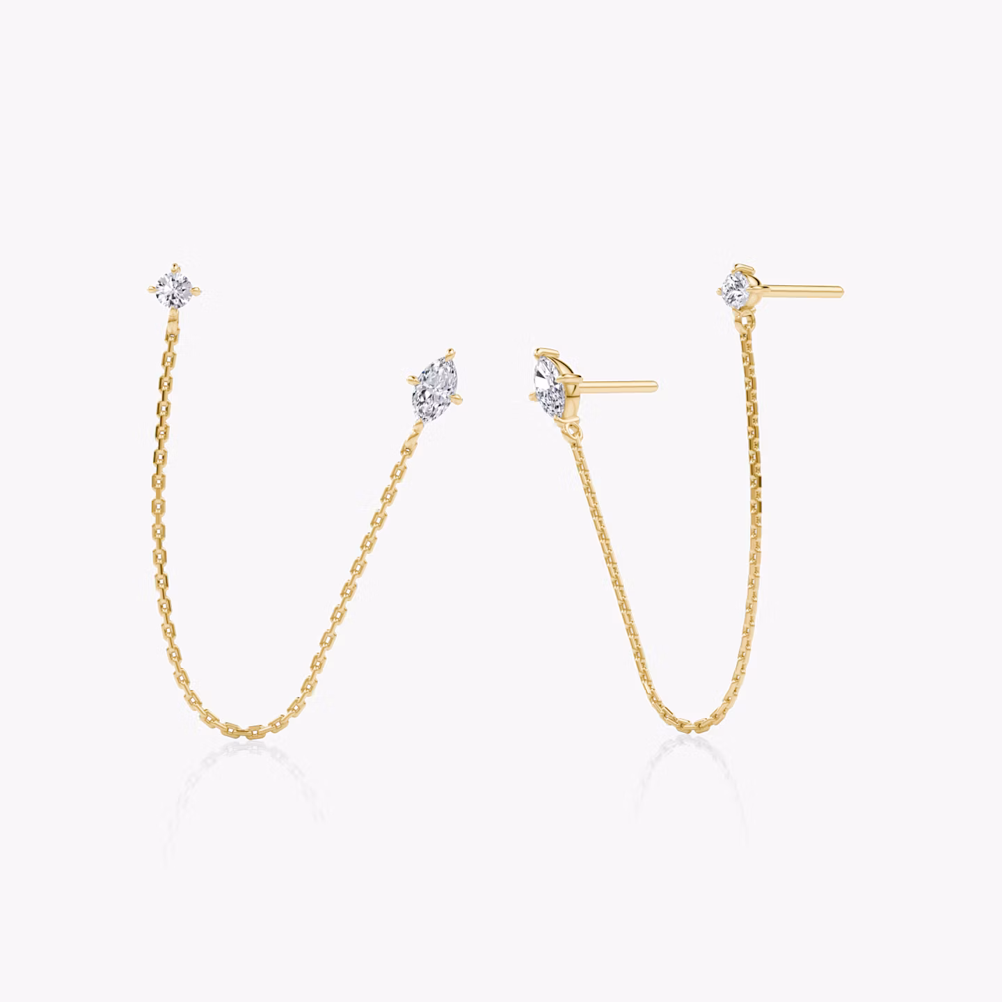 Shooting Star Ohrring | Marquise und Round Brilliant | 14k | Gelbgold