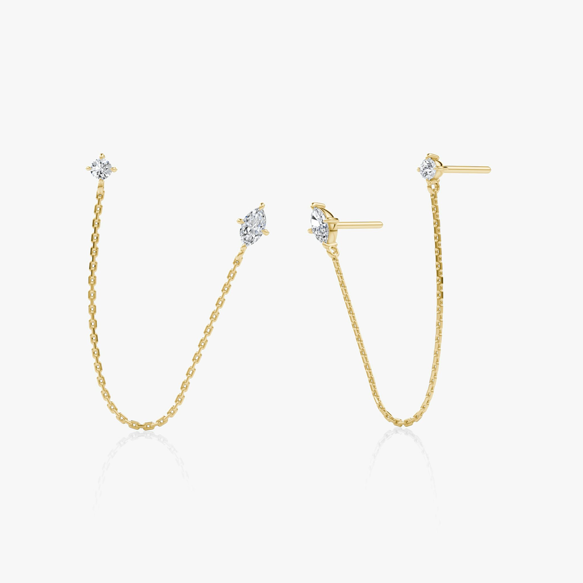 Shooting Star Draped Earring | Marquise and Round Brilliant | 14k | Yellow Gold