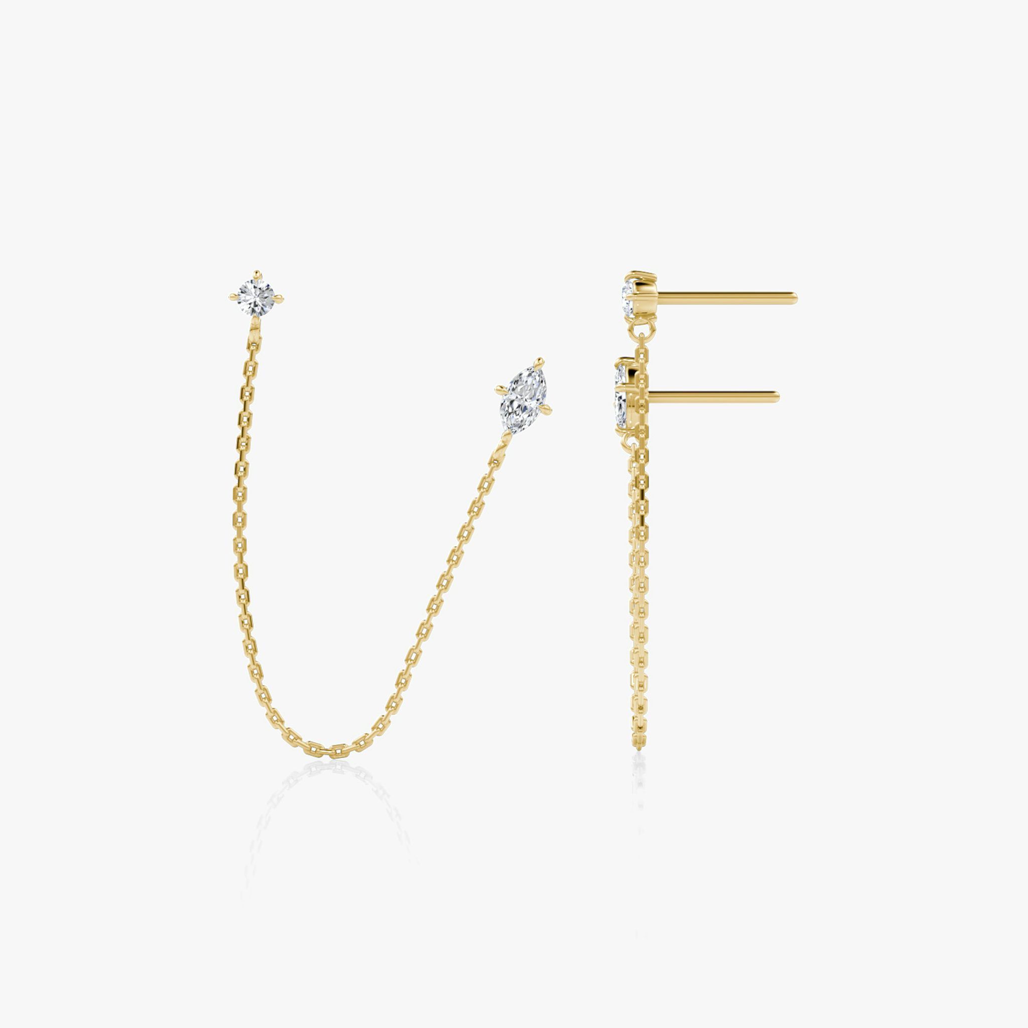 Shooting Star Draped Earring | Marquise and Round Brilliant | 14k | Yellow Gold