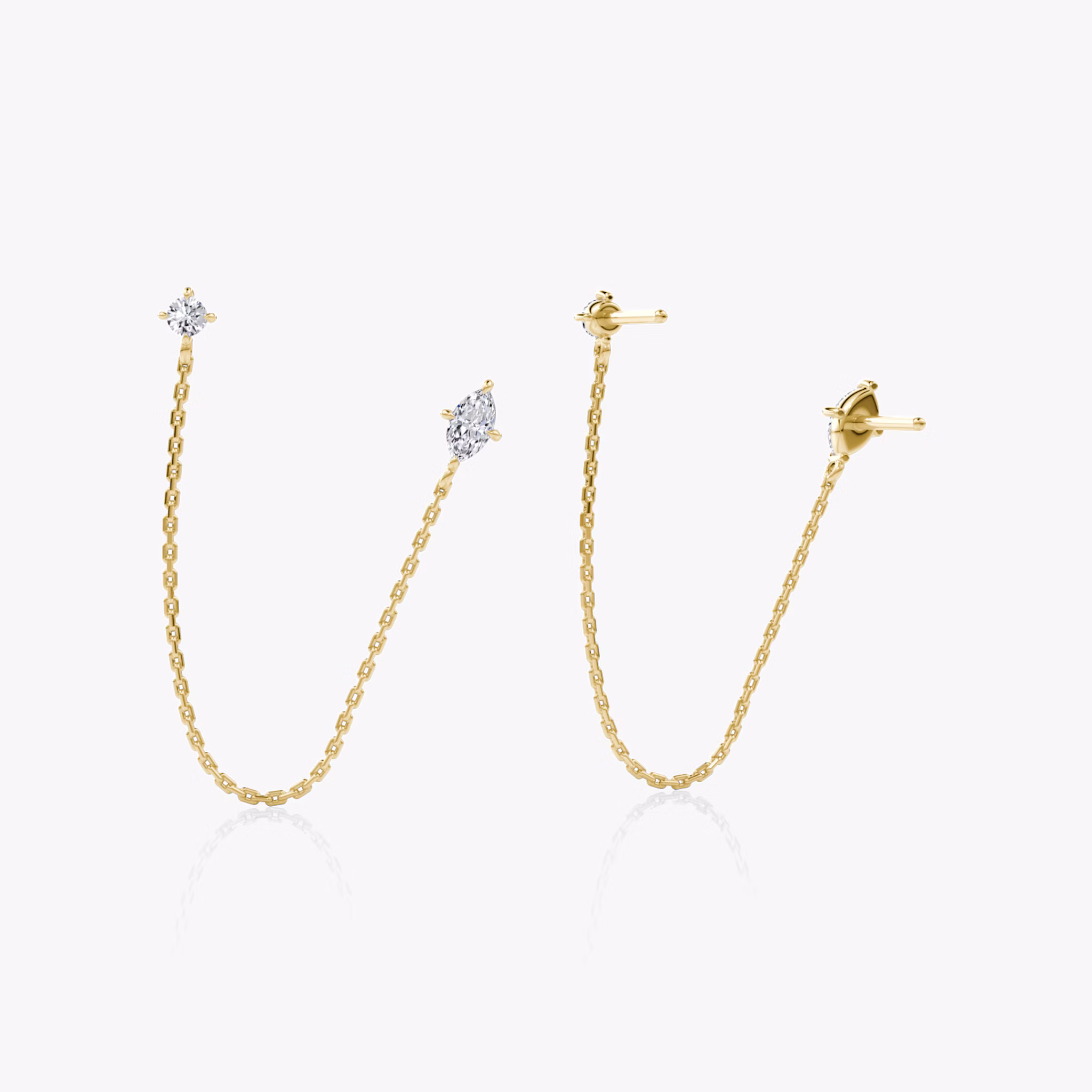 Shooting Star Draped Earring | Marquise and Round Brilliant | 14k | Yellow Gold
