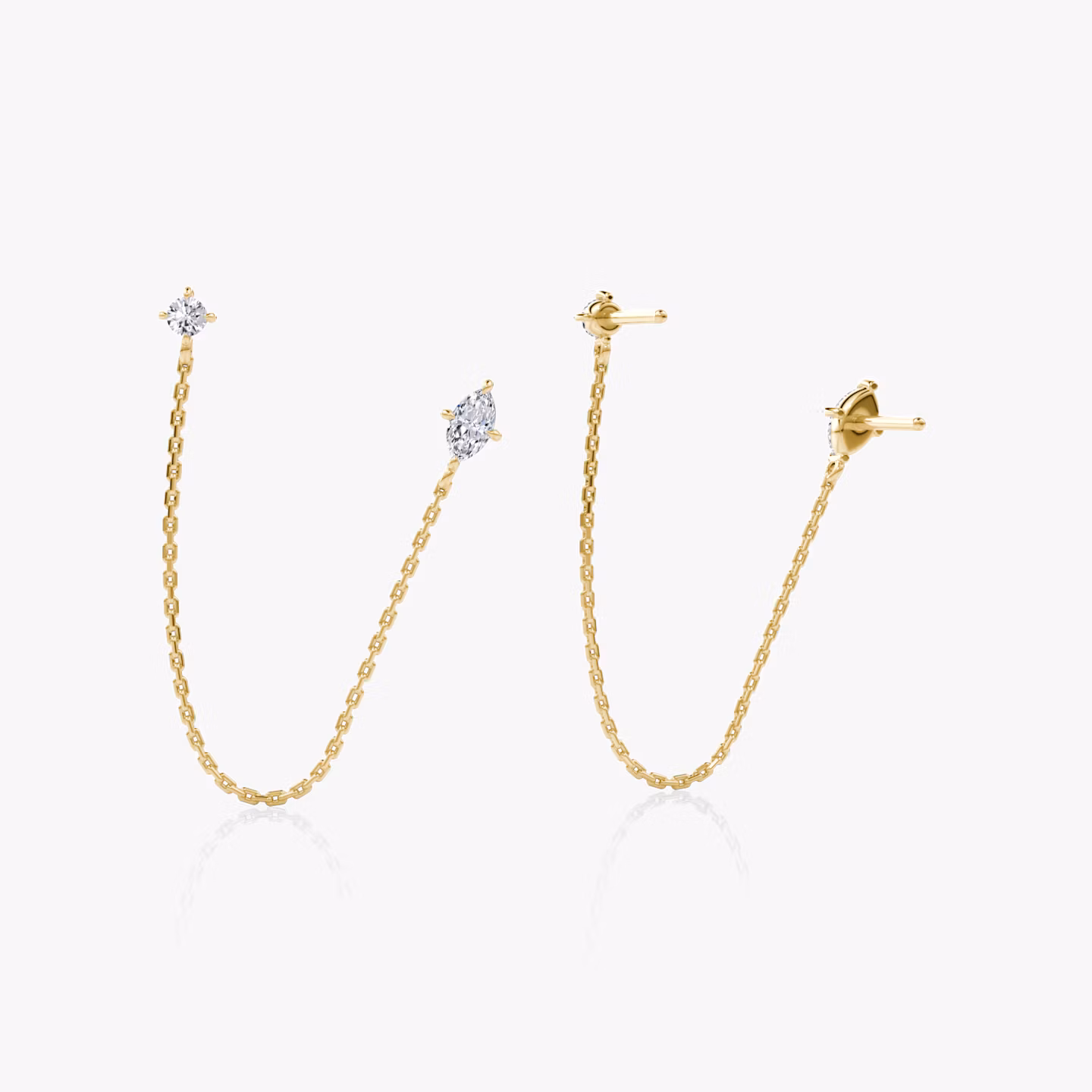 Shooting Star Ohrring | Marquise und Round Brilliant | 14k | Gelbgold