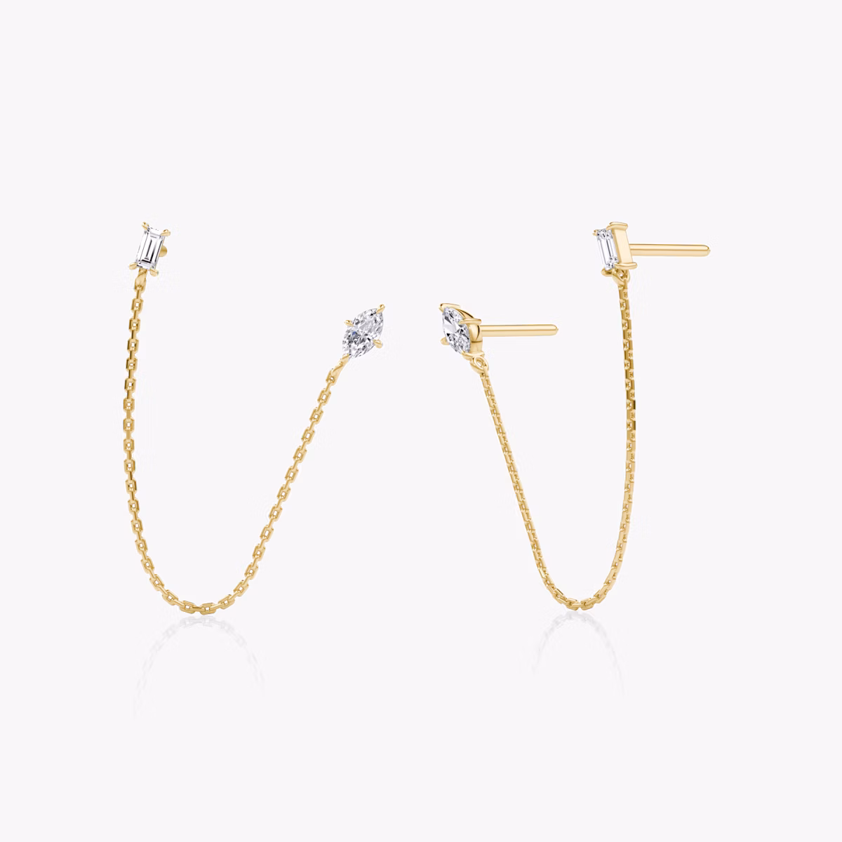 Shooting Star Ohrring | Marquise und Baguette | 14k | Gelbgold