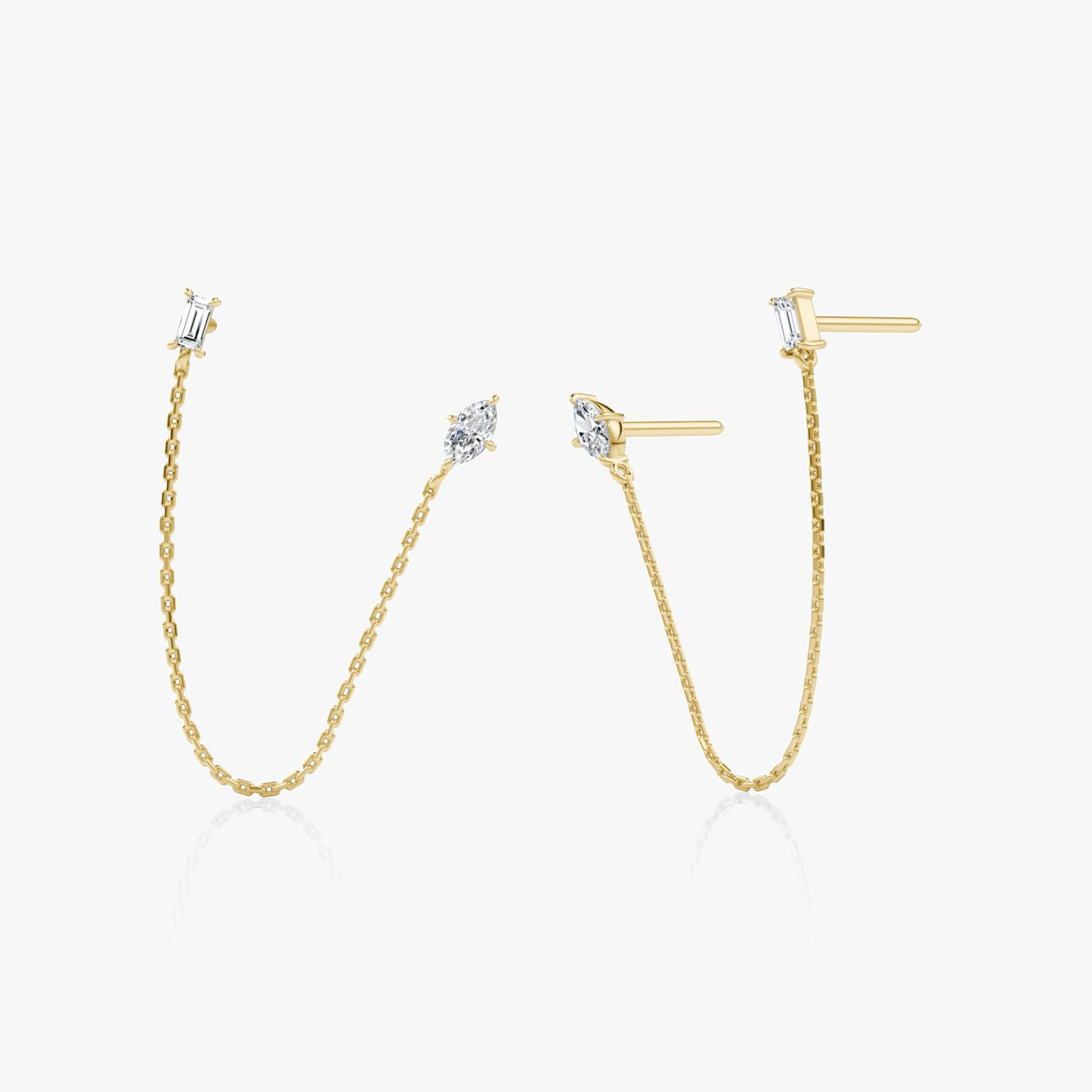 Shooting Star Draped Earring | Marquise and Baguette | 14k | Yellow Gold