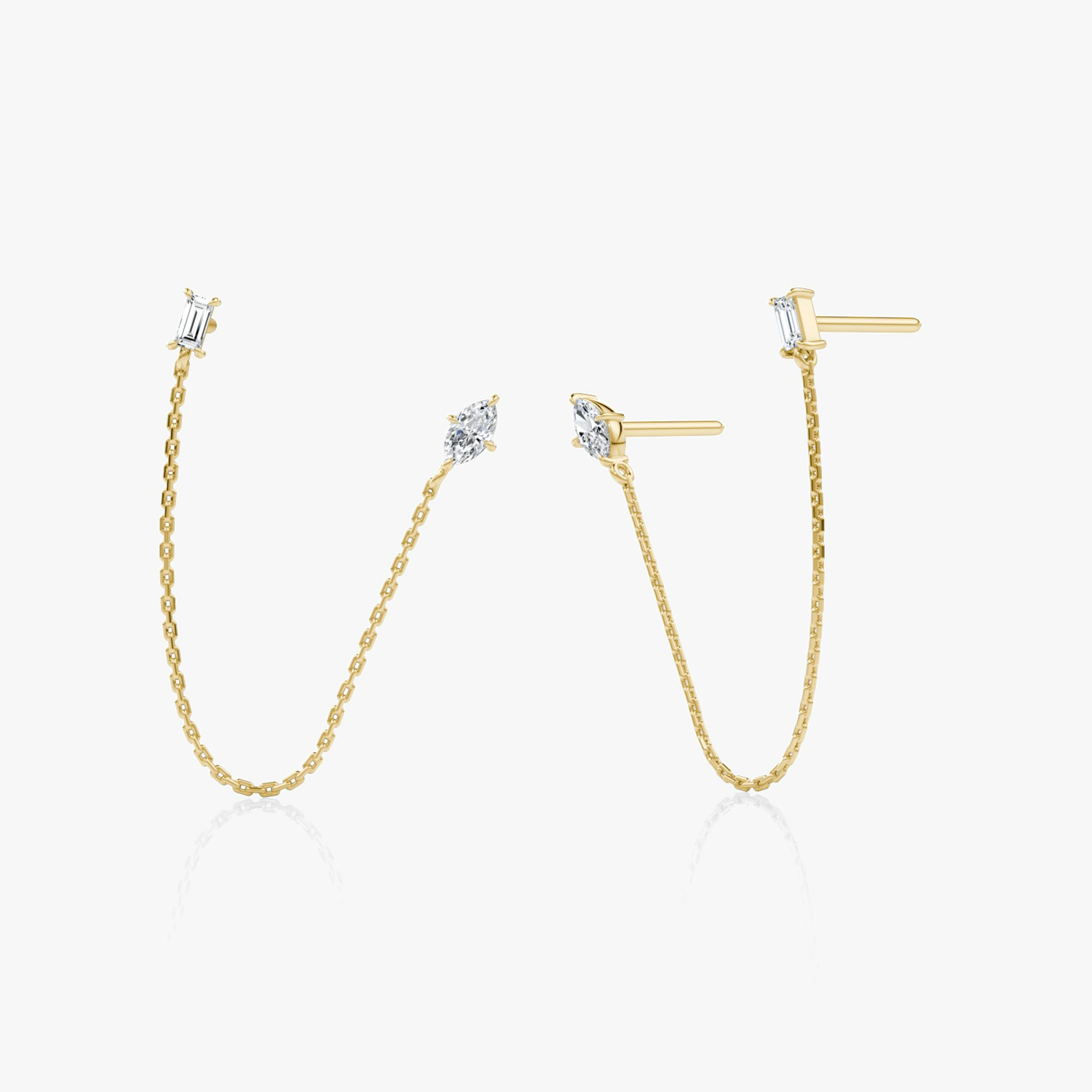 Shooting Star Draped Earring | Marquise and Baguette | 14k | Yellow Gold