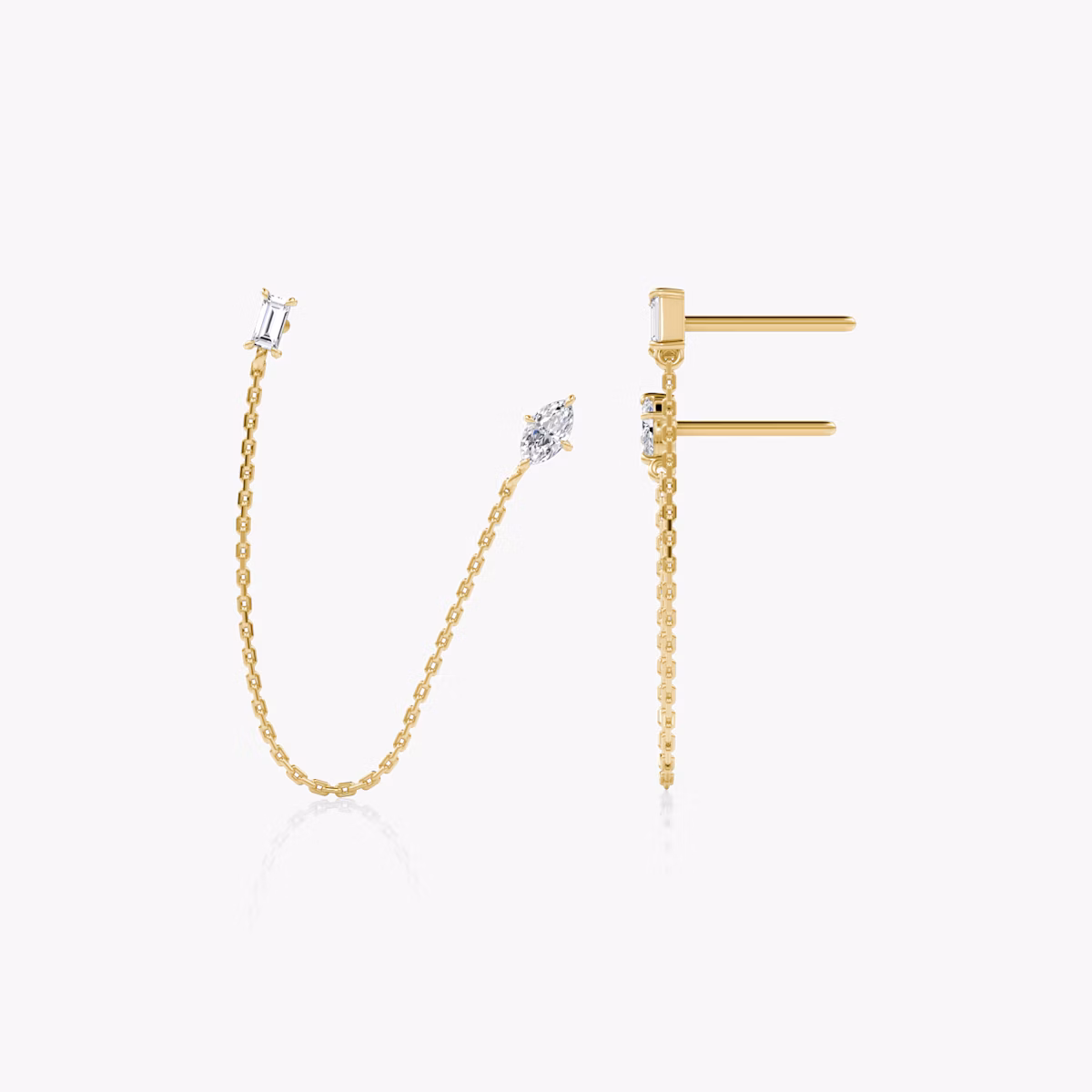 Shooting Star Ohrring | Marquise und Baguette | 14k | Gelbgold