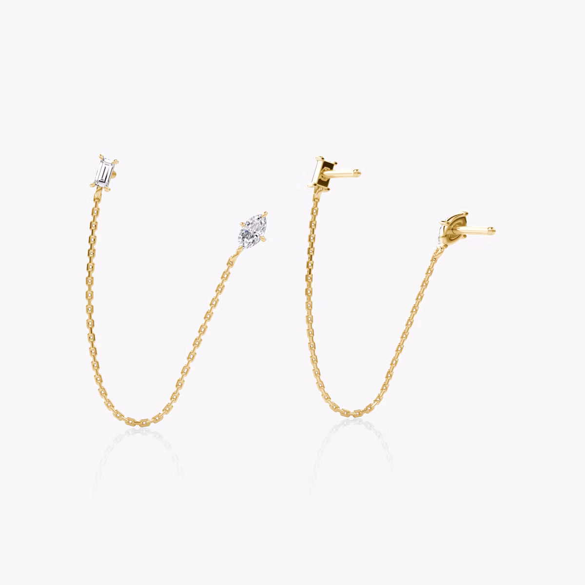 Shooting Star Ohrring | Marquise und Baguette | 14k | Gelbgold