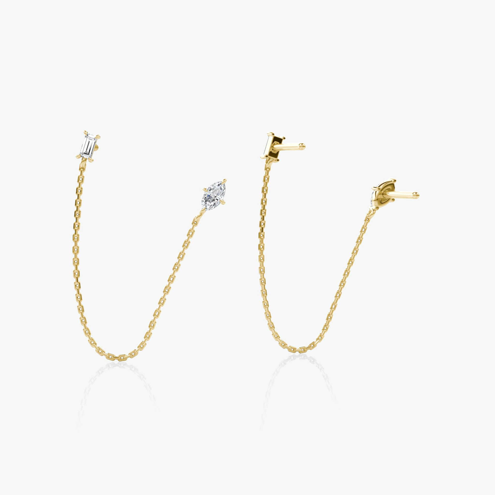 Shooting Star Draped Earring | Marquise and Baguette | 14k | Yellow Gold