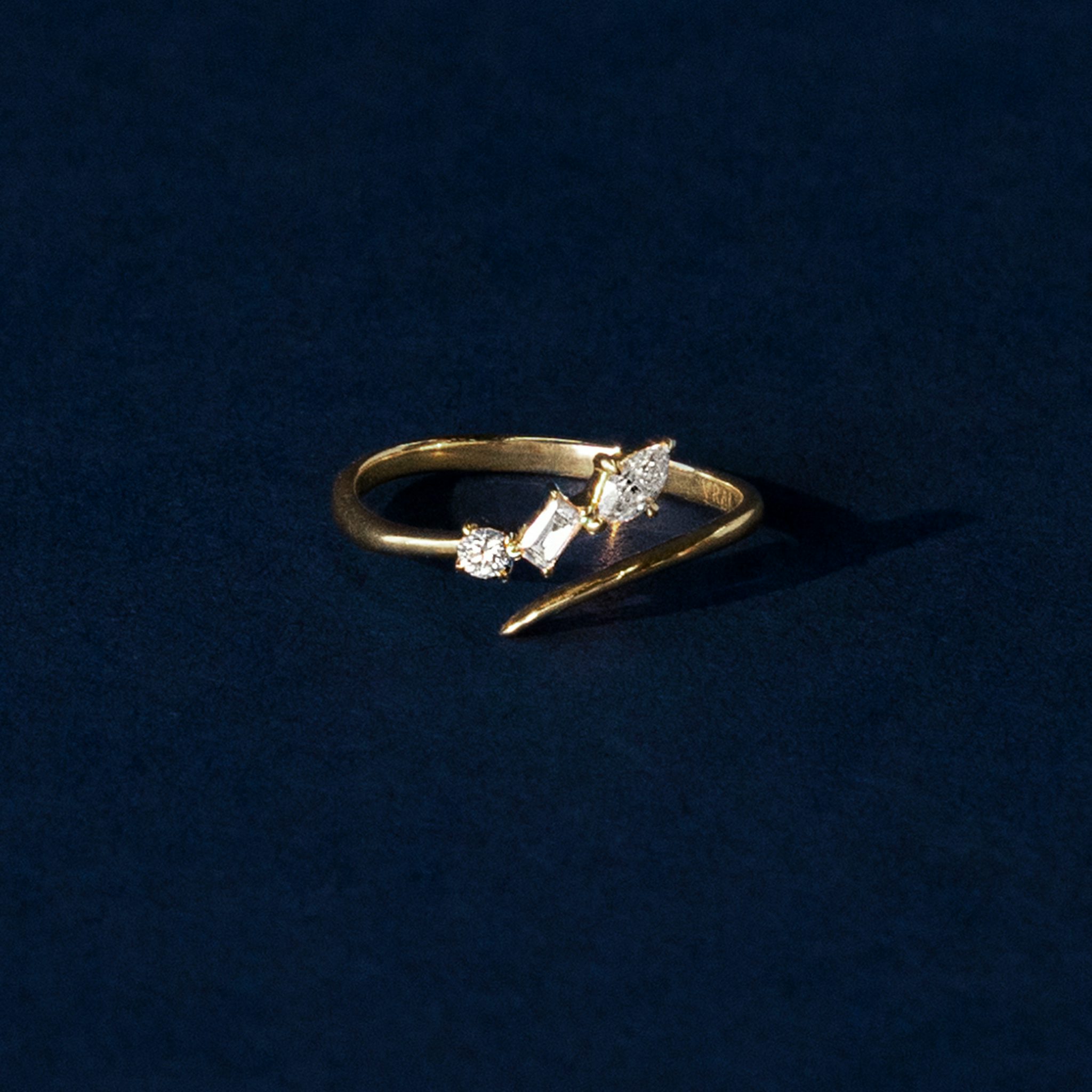 Orion Ring | Round Brilliant, Baguette and Marquise | 14k | Yellow Gold