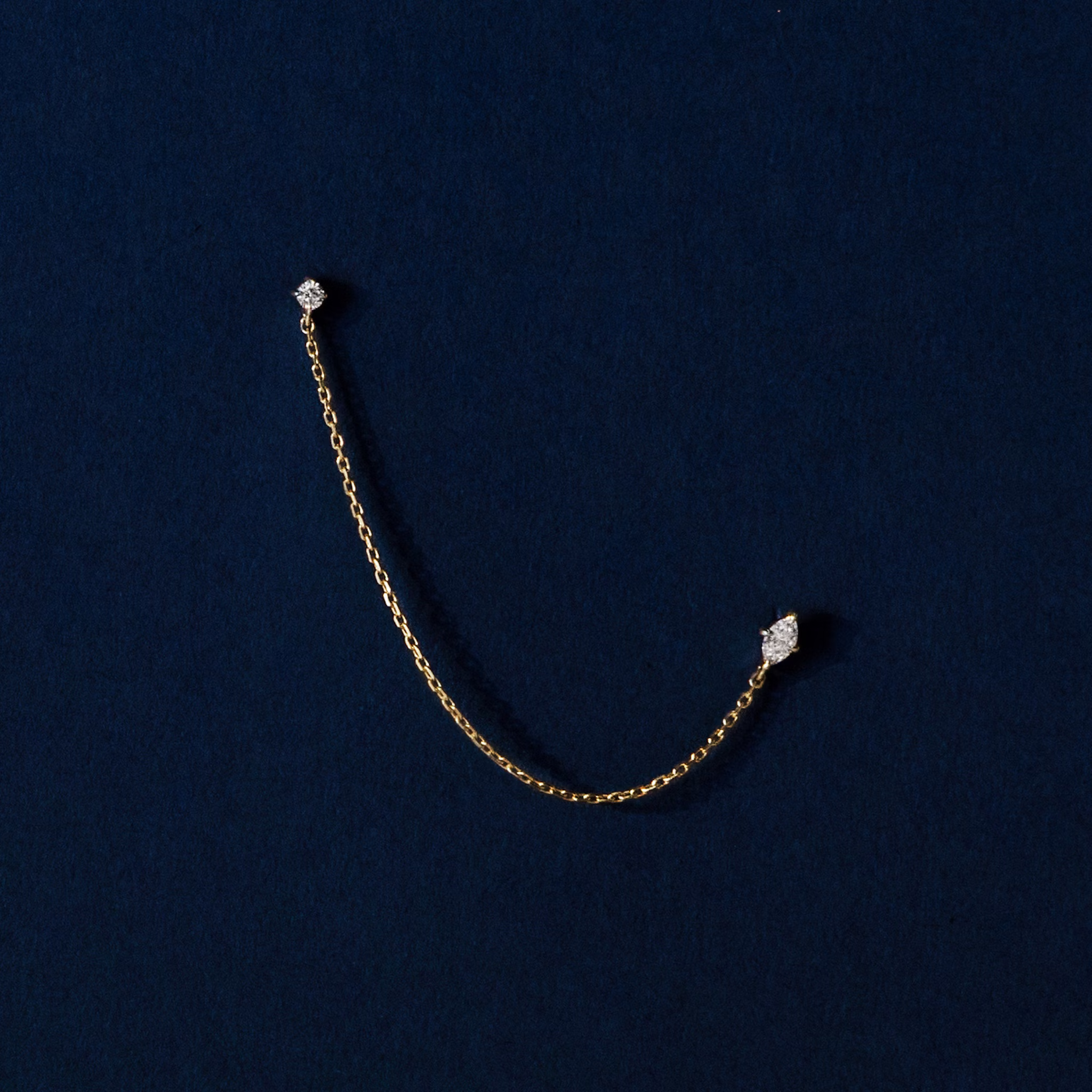 Shooting Star Draped Earring | Marquise and Round Brilliant | 14k | Yellow Gold