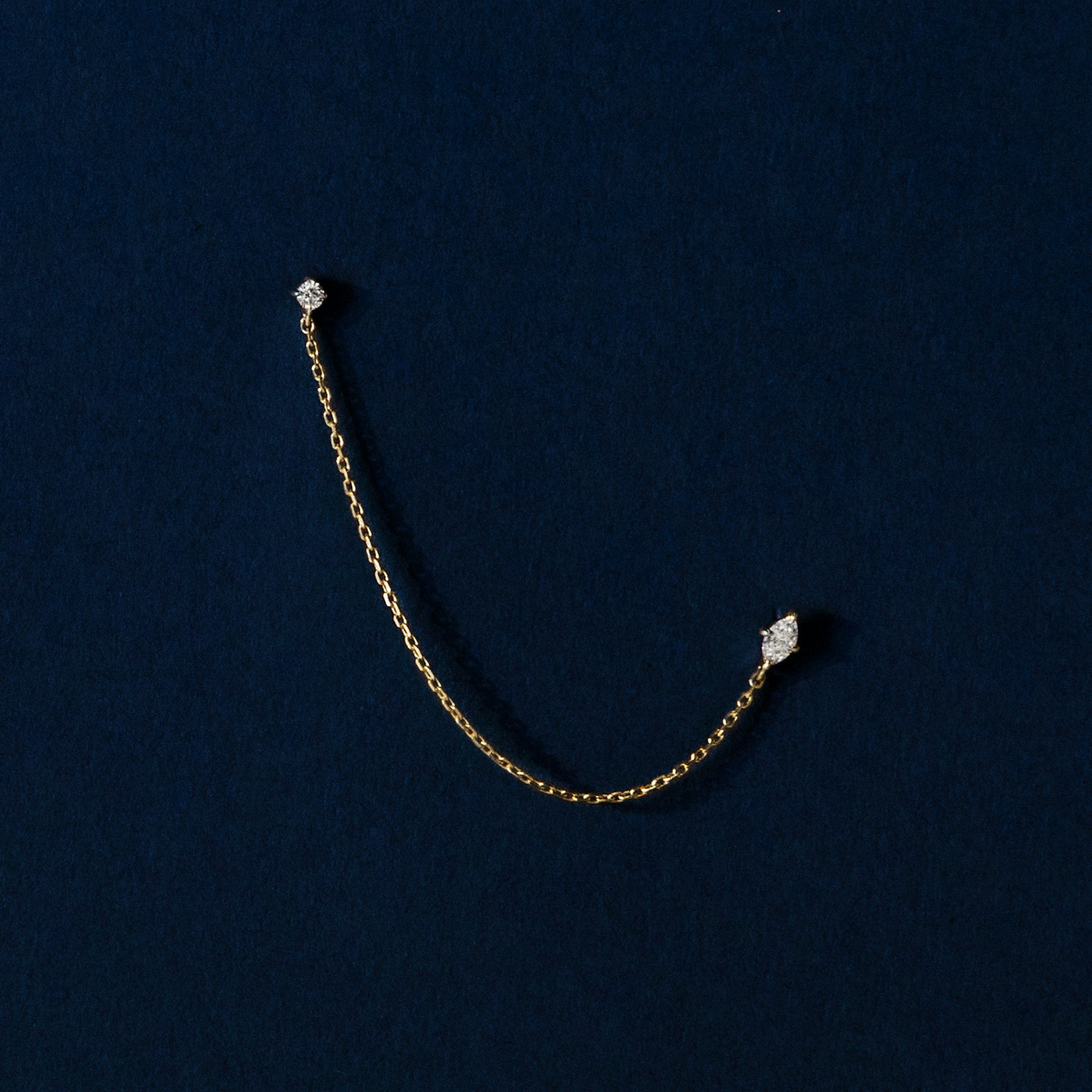 Shooting Star Draped Earring | Marquise and Round Brilliant | 14k | Yellow Gold