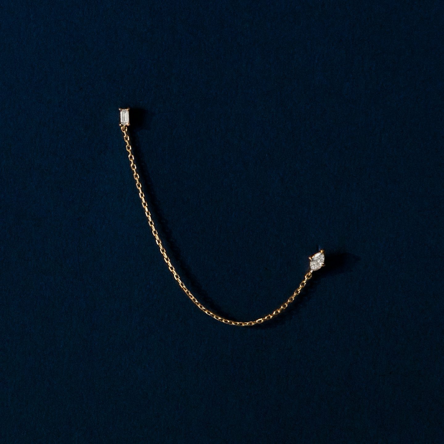 Shooting Star Draped Earring | Marquise and Baguette | 14k | Yellow Gold