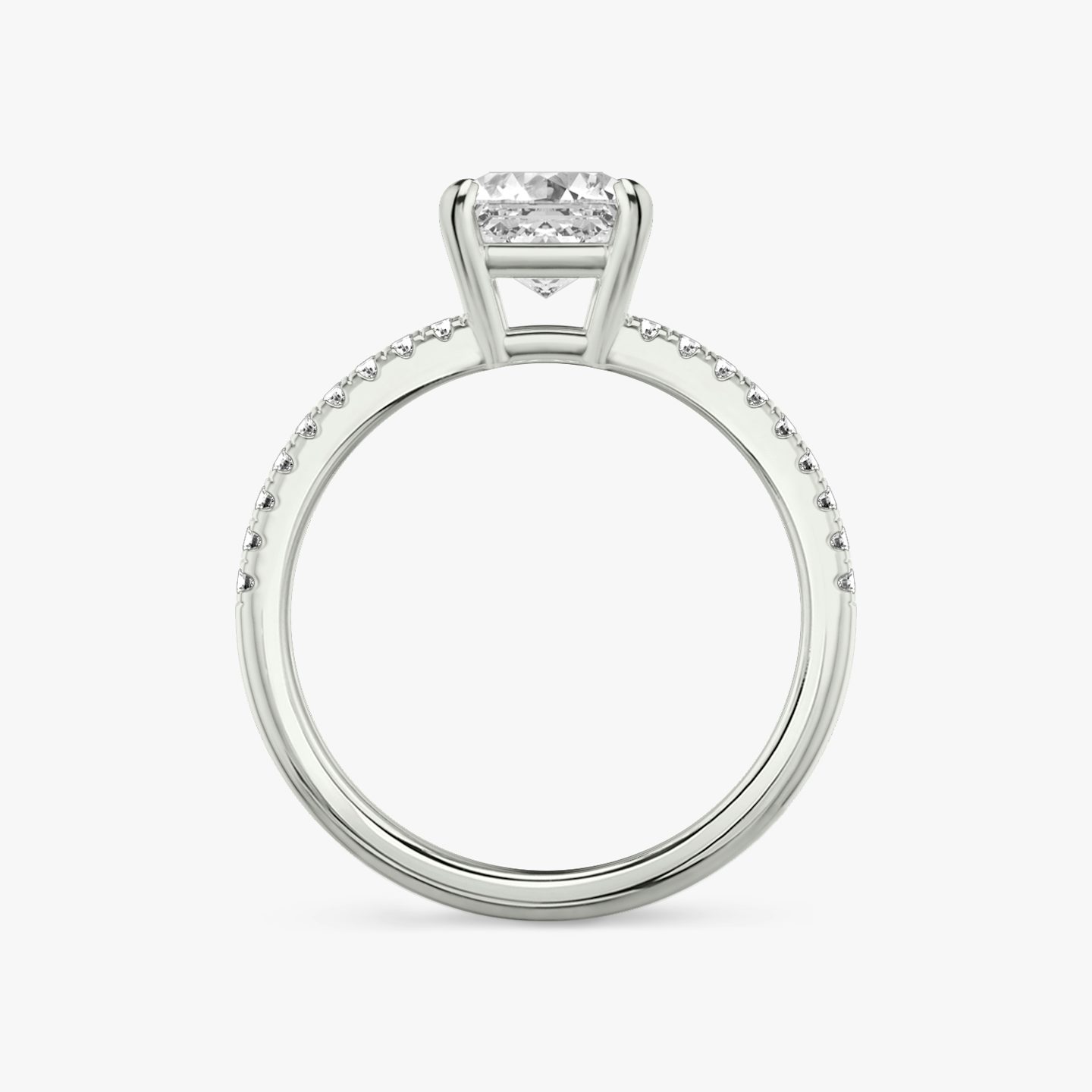 The Double Band | Asscher | 18k | White Gold | bandAccent: Pavé | bandStoneShape: Round Brilliant | diamondOrientation: vertical | caratWeight: other