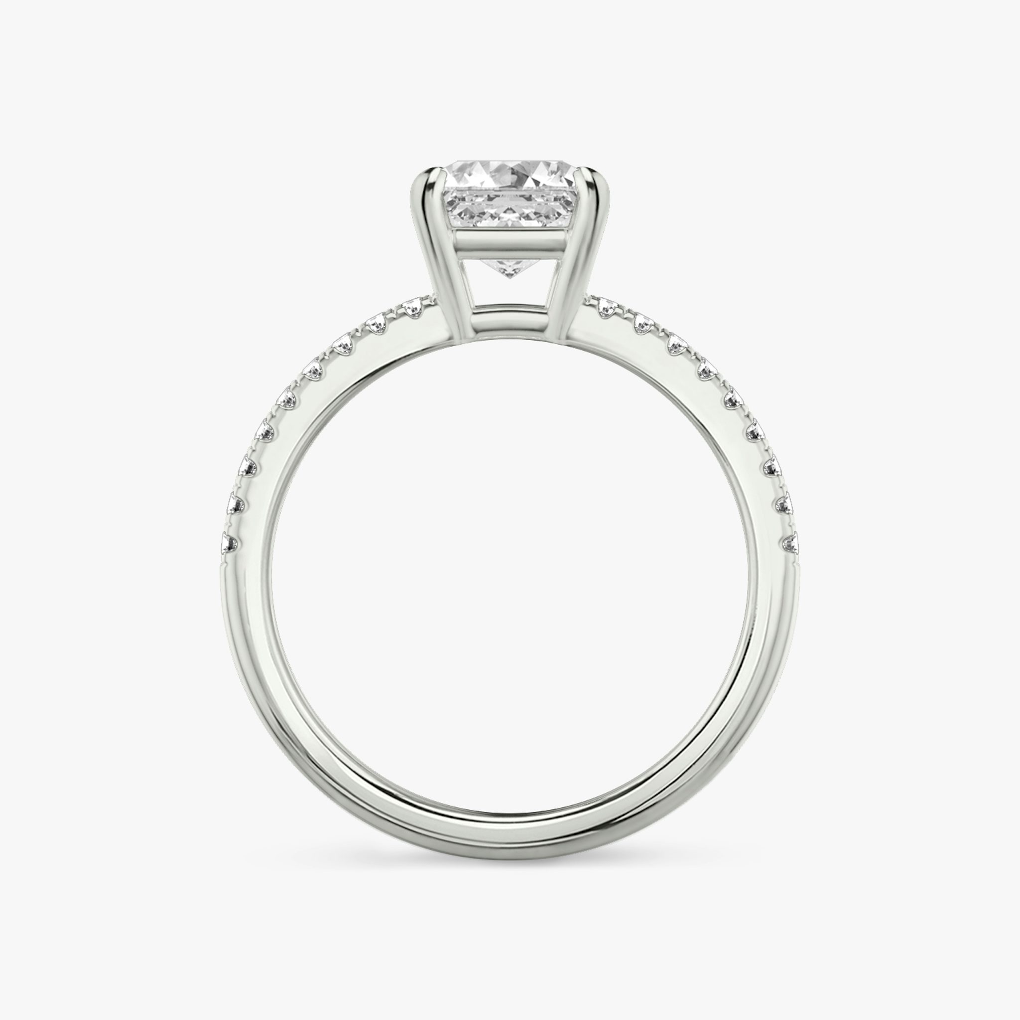 The Double Band | Asscher | Platinum | bandAccent: Pavé | bandStoneShape: Round Brilliant | diamondOrientation: vertical | caratWeight: other