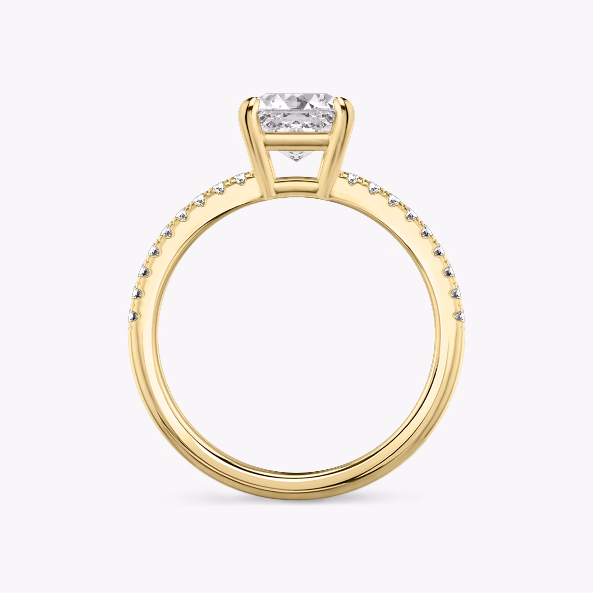 The Double Band | Asscher | 18k | Yellow Gold | bandAccent: Pavé | bandStoneShape: Round Brilliant | diamondOrientation: vertical | caratWeight: other